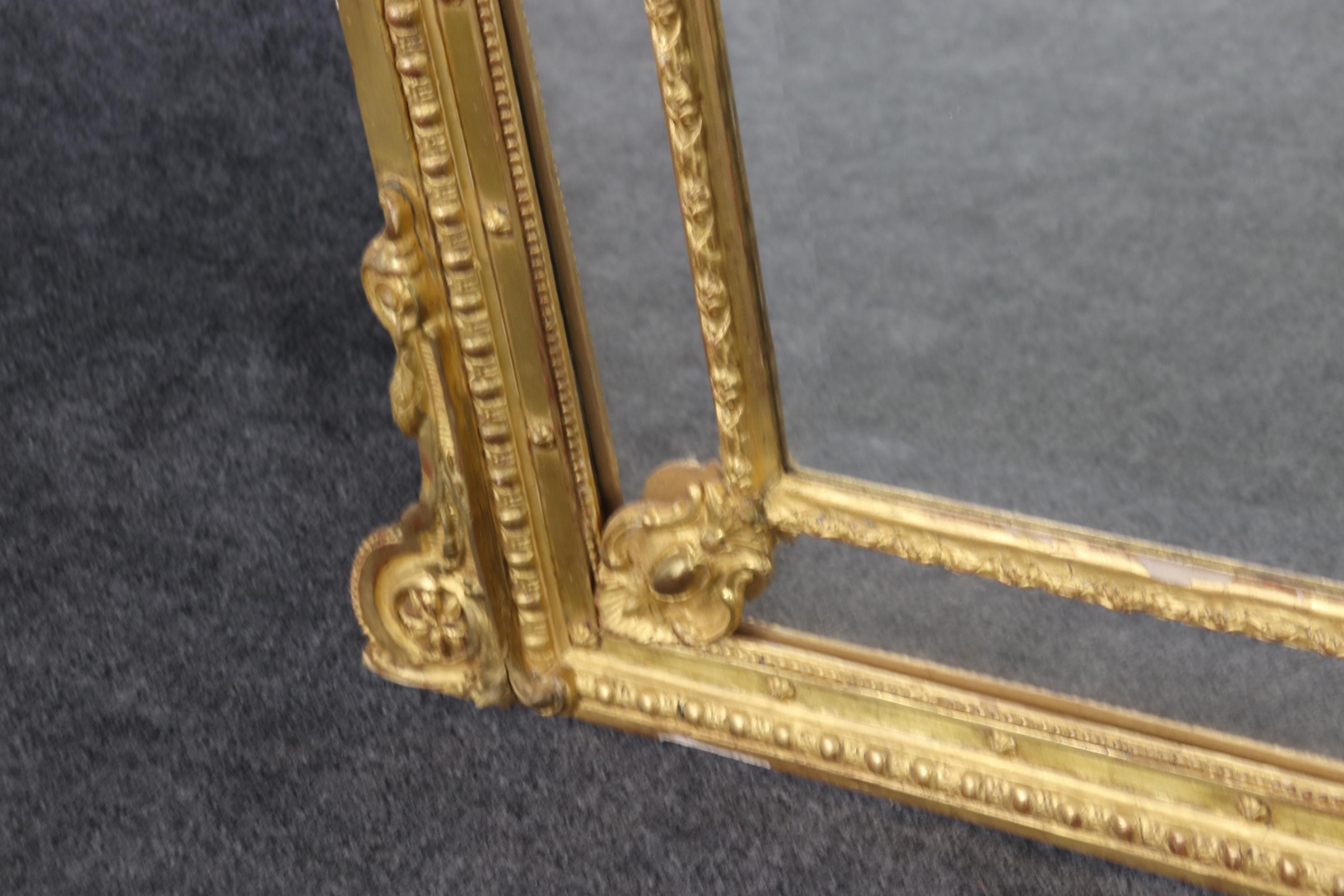 Fantastic French Gilded Figural Maiden Mirror with Full Body Birds and Flowers For Sale 9