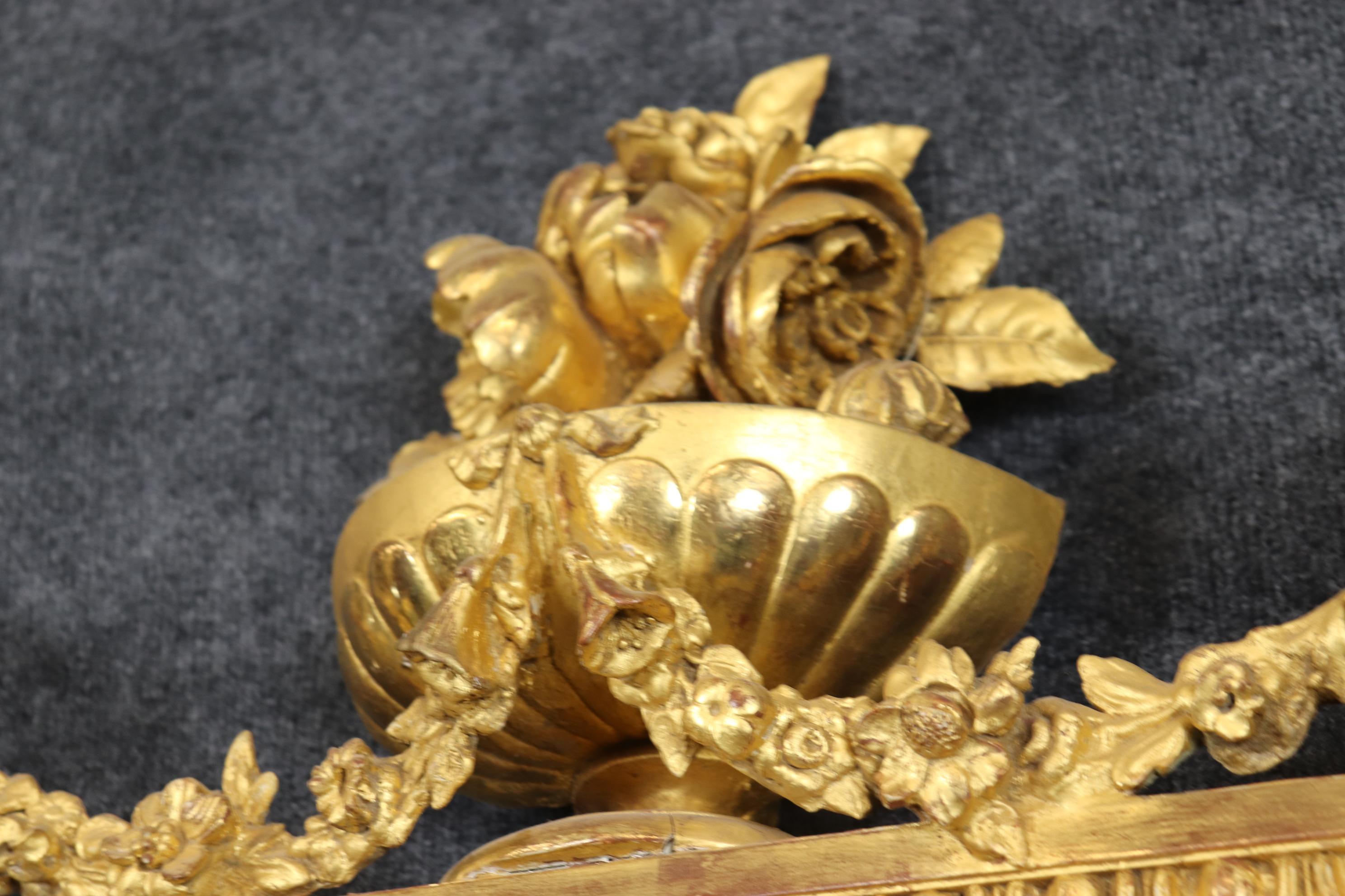 Fantastic French Gilded Figural Maiden Mirror with Full Body Birds and Flowers For Sale 12