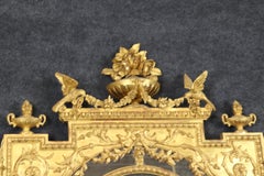 Fantastic French Gilded Figural Maiden Mirror with Full Body Birds and Flowers