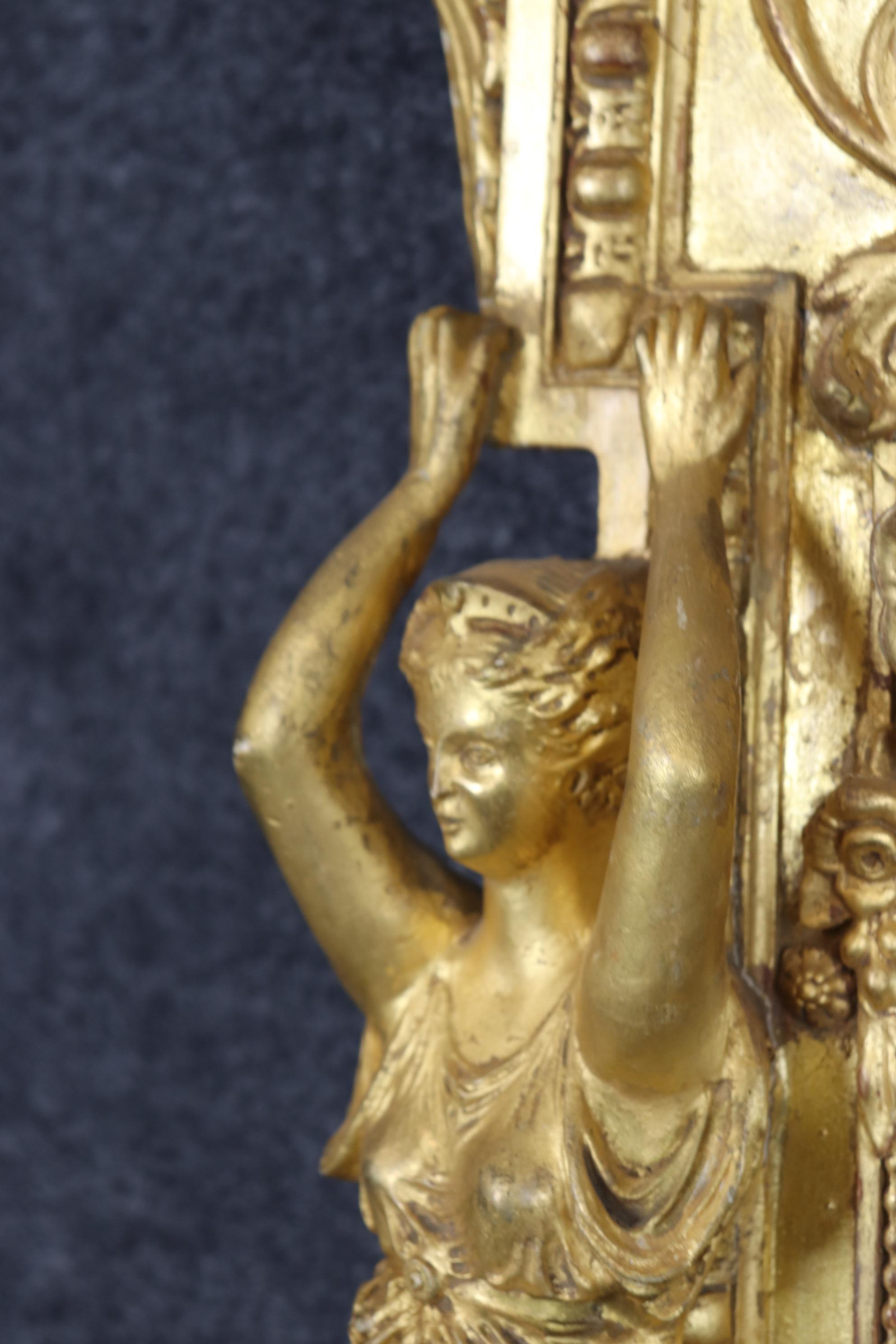 Louis XV Fantastic French Gilded Figural Maiden Mirror with Full Body Birds and Flowers For Sale