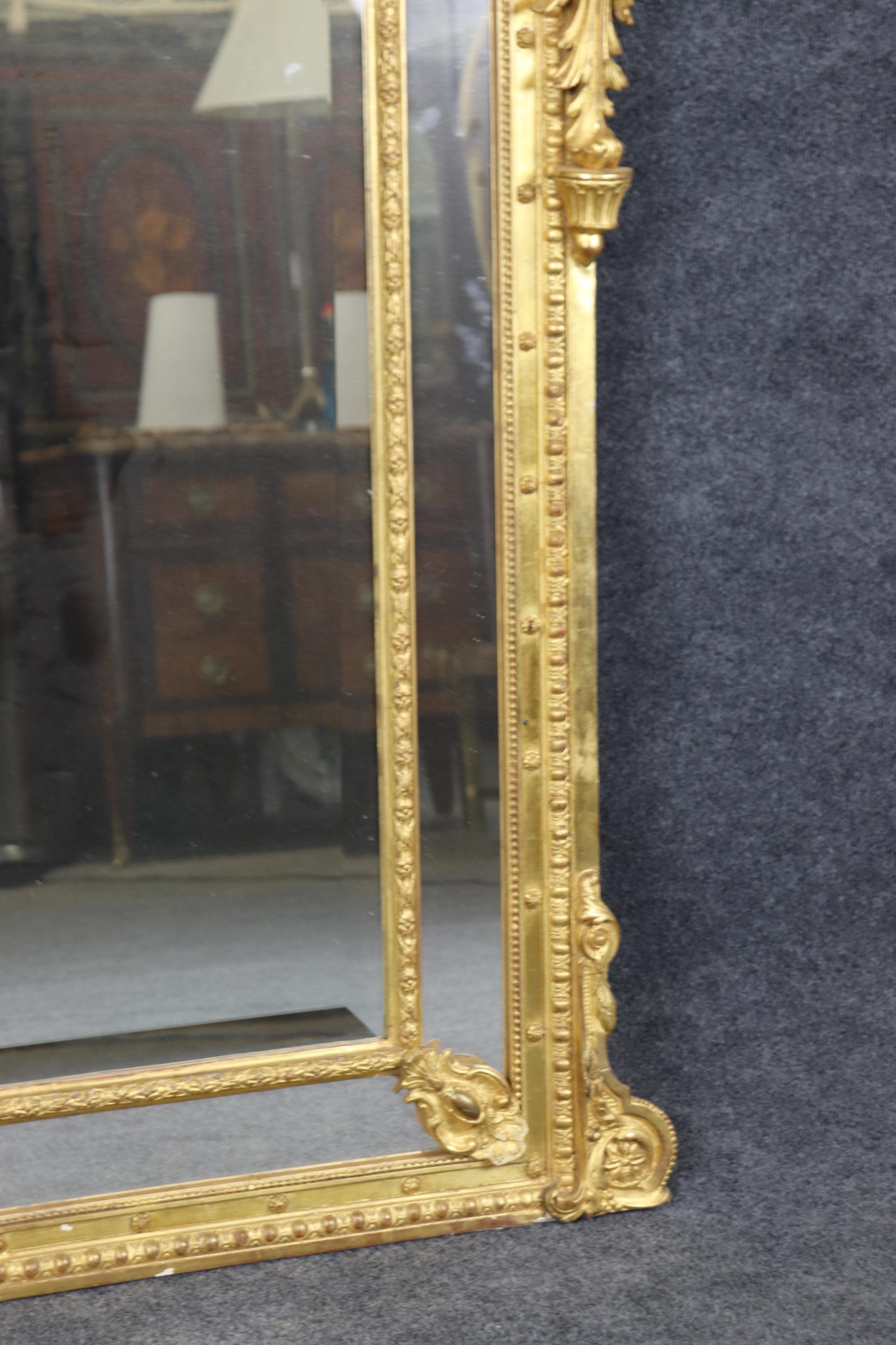 Fantastic French Gilded Figural Maiden Mirror with Full Body Birds and Flowers For Sale 2