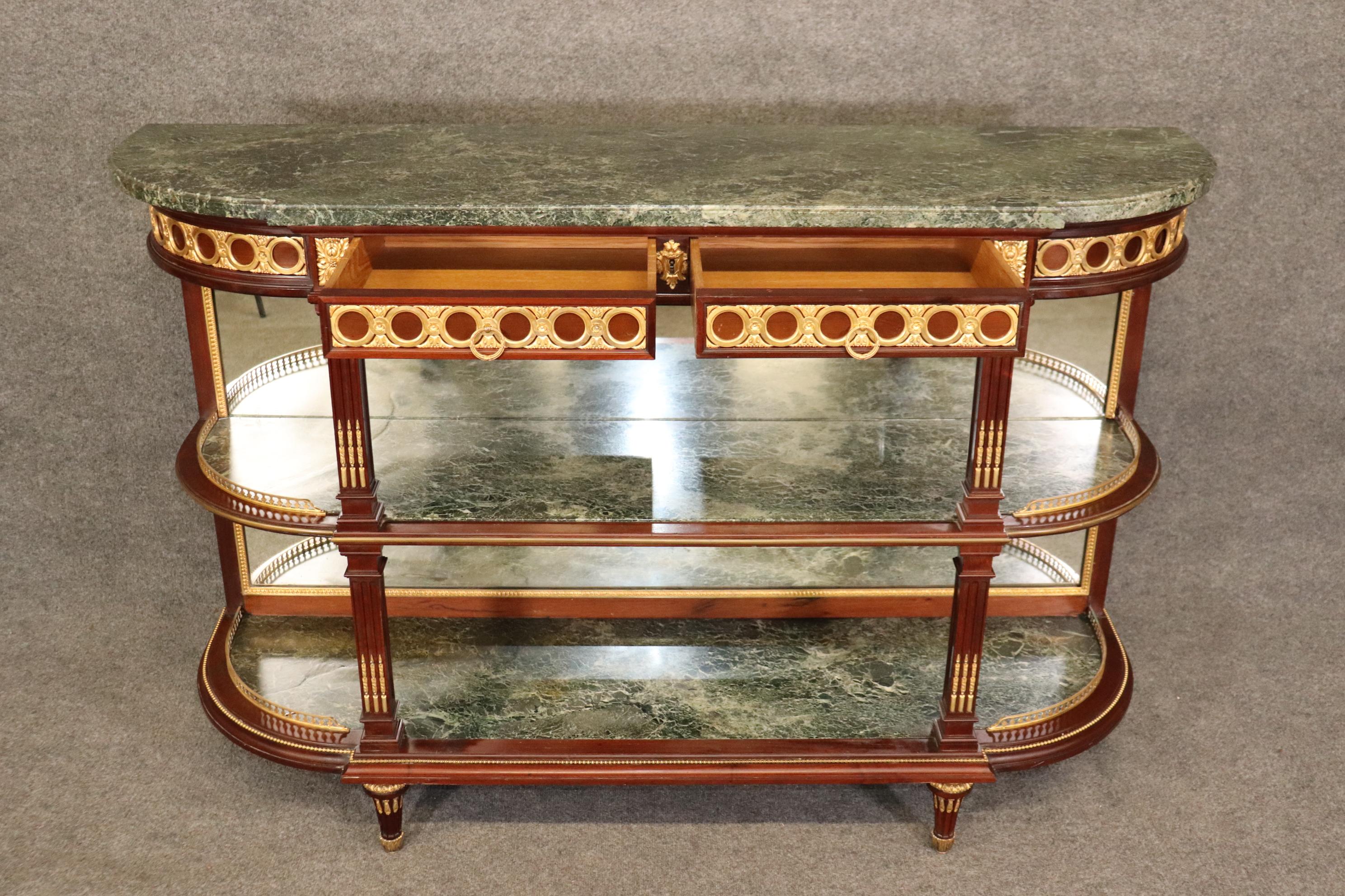 Fantastic French Louis XVI Marble Gold Dore' Bronze Mounted Sideboard Server In Good Condition For Sale In Swedesboro, NJ