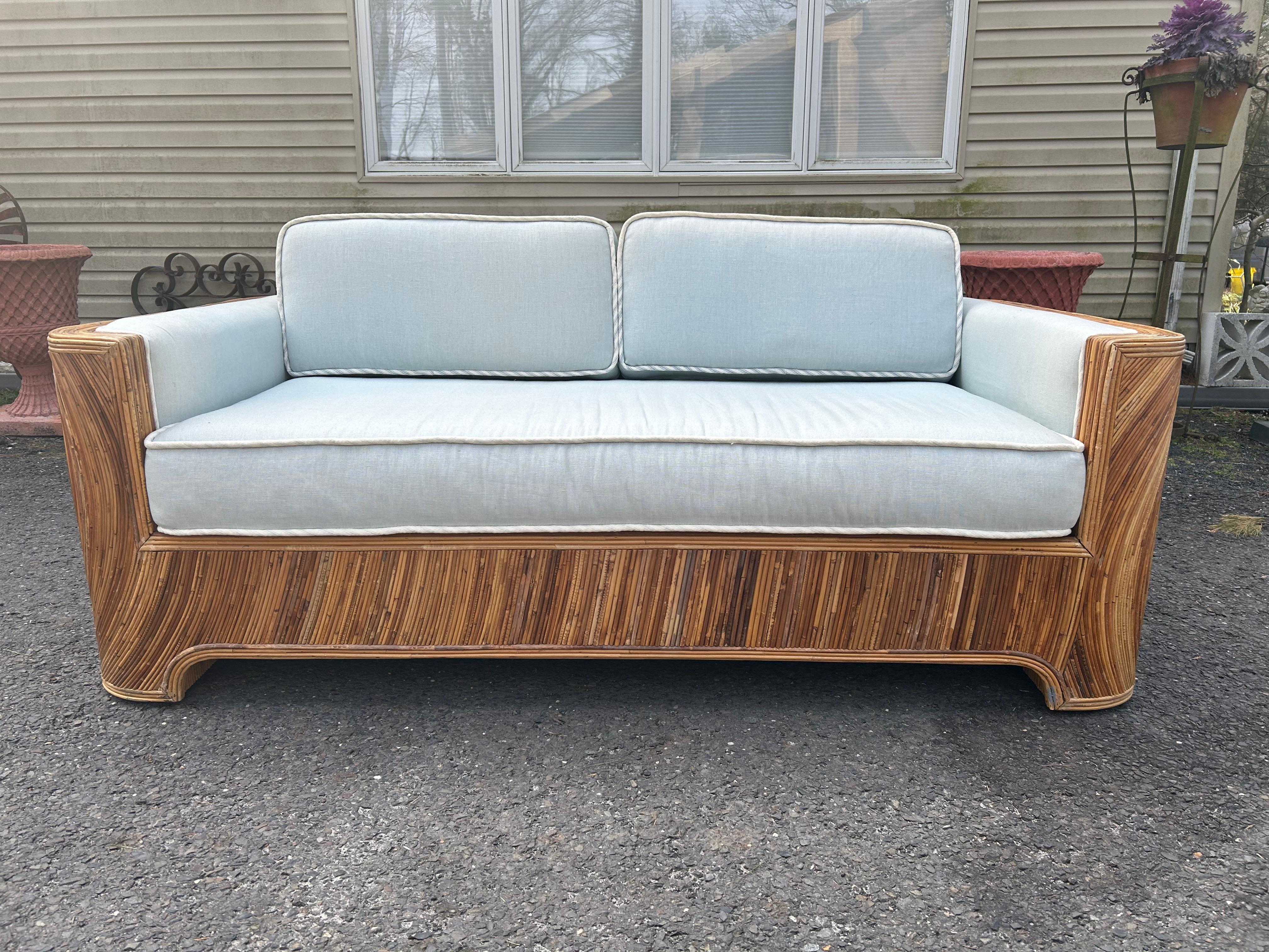 Fantástico sofá loveseat de carrizo estilo Gabriella Crespi Moderno de mediados de siglo en venta 10