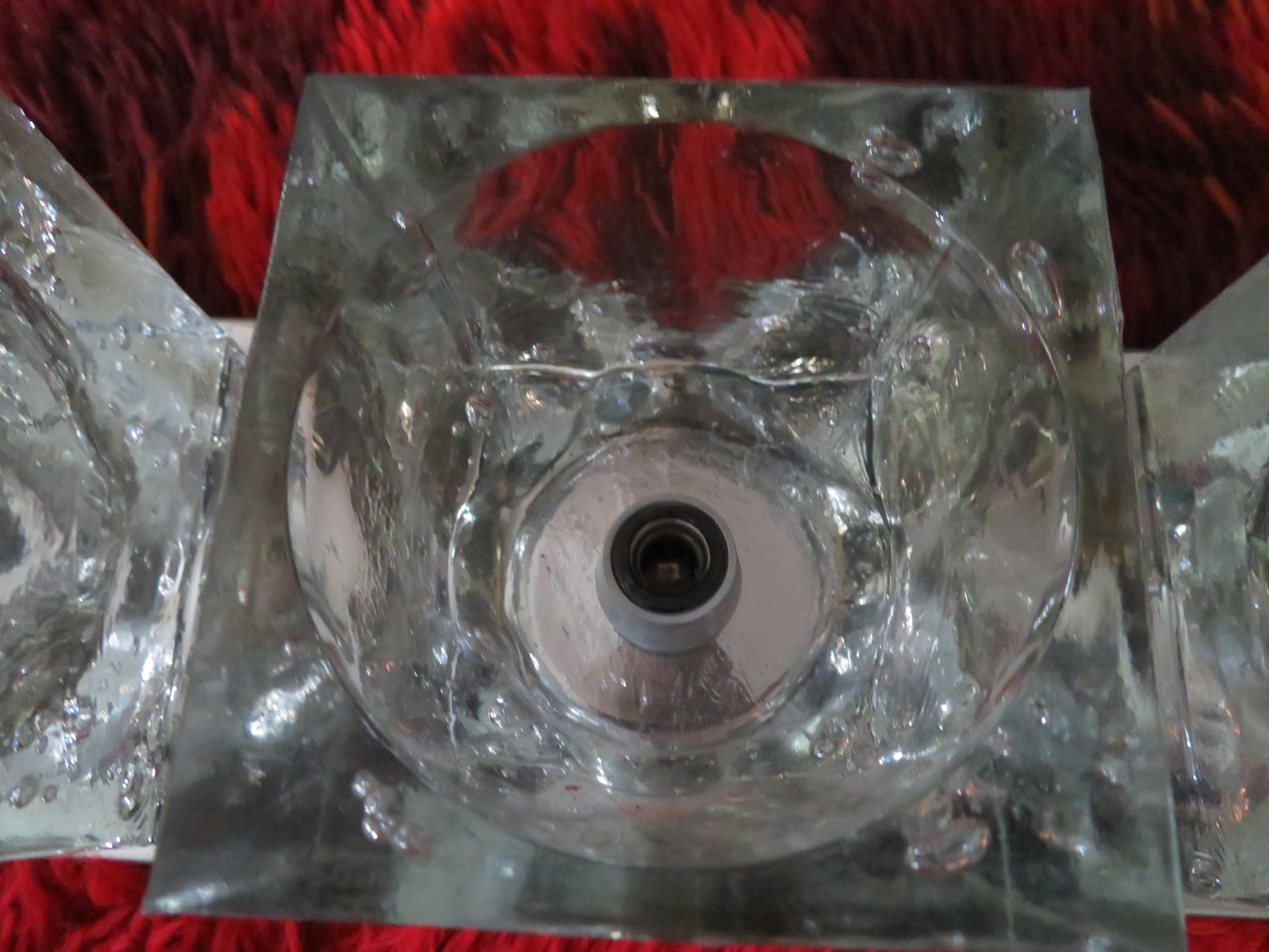 Glass Fantastic Gaetano Sciolari Ice Cube Wall Light Fixture Lightolier