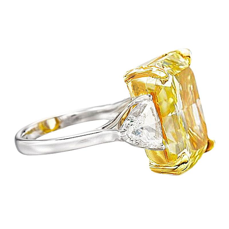 Fantastic GIA Certified 10 Carat Fancy Yellow Radiant Diamond Ring
