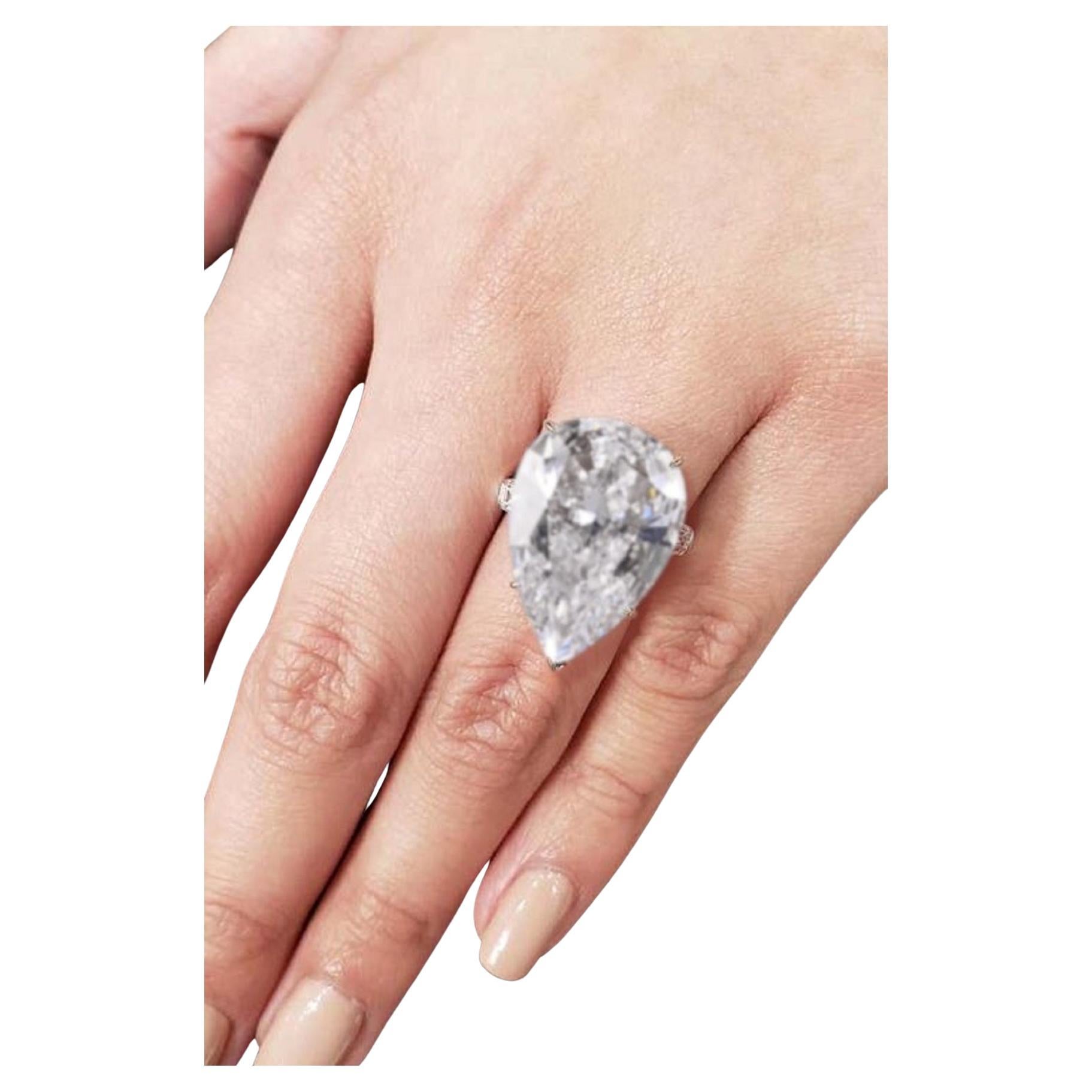 Fantastic GIA Certified Huge 10 Carat Pear Cut Diamond Solitaire Ring