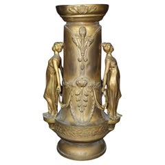 Fantastic Gilded Dore' Metal Art Nouveau Figural Maidens Vase Urn Circa 1920