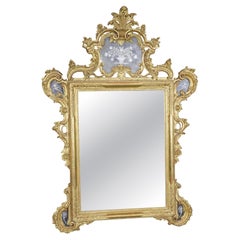 Fantastic Gilded George III Style Mirror with Etched Glass Panel 1920s era