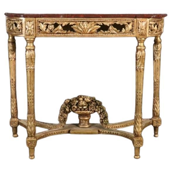 Fantastic Gilded Rouge Marble French 19th Century Italian Marble Top Console