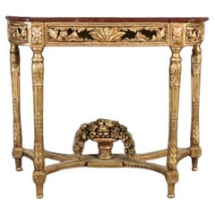 Fantastic Gilded Rouge Marble French 19th Century Italian Marble Top Console