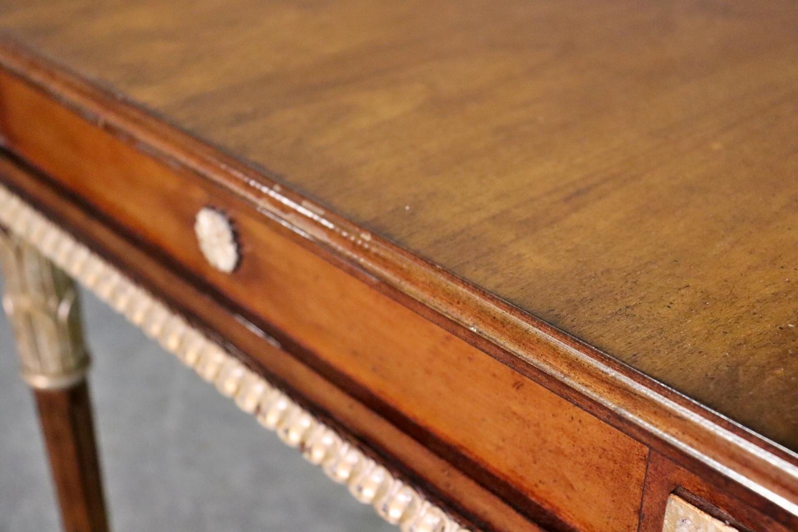 Fantastic Gilt Wood French Louis XVI Style Mahogany Writing Desk  9