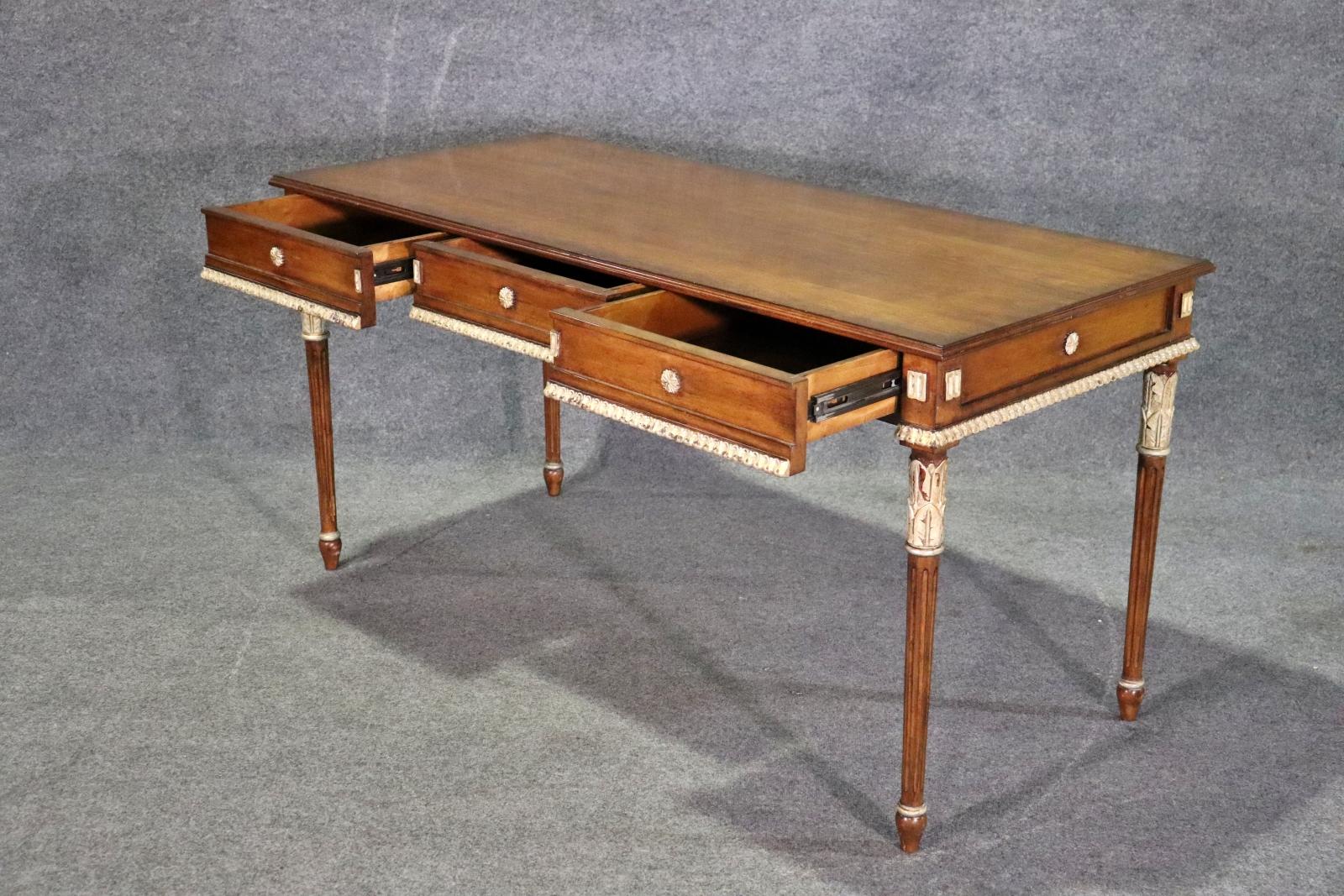 Mid-20th Century Fantastic Gilt Wood French Louis XVI Style Mahogany Writing Desk 
