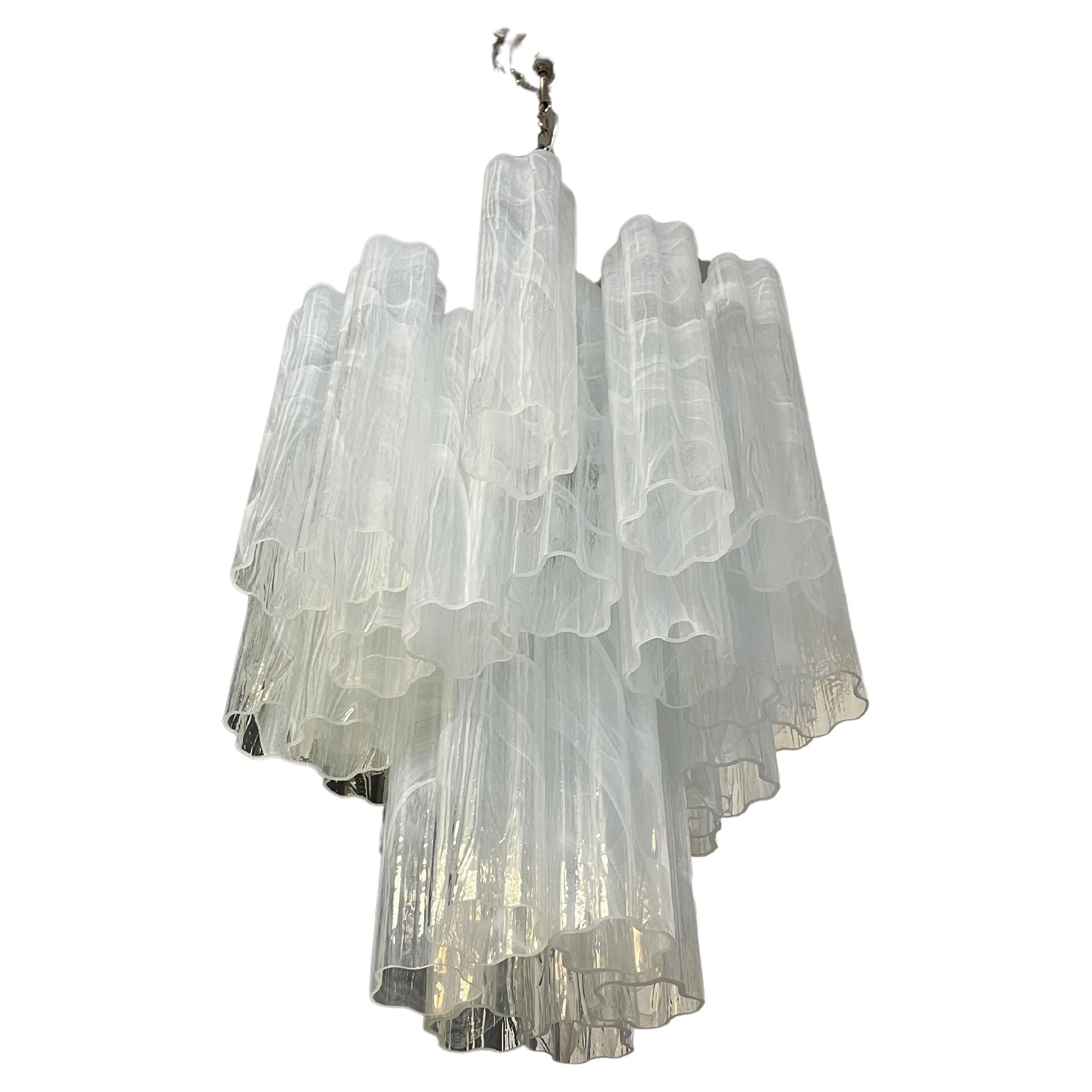 Fantastic Murano Glass Tube Chandelier, 30 Glass Opal Silk at 1stDibs