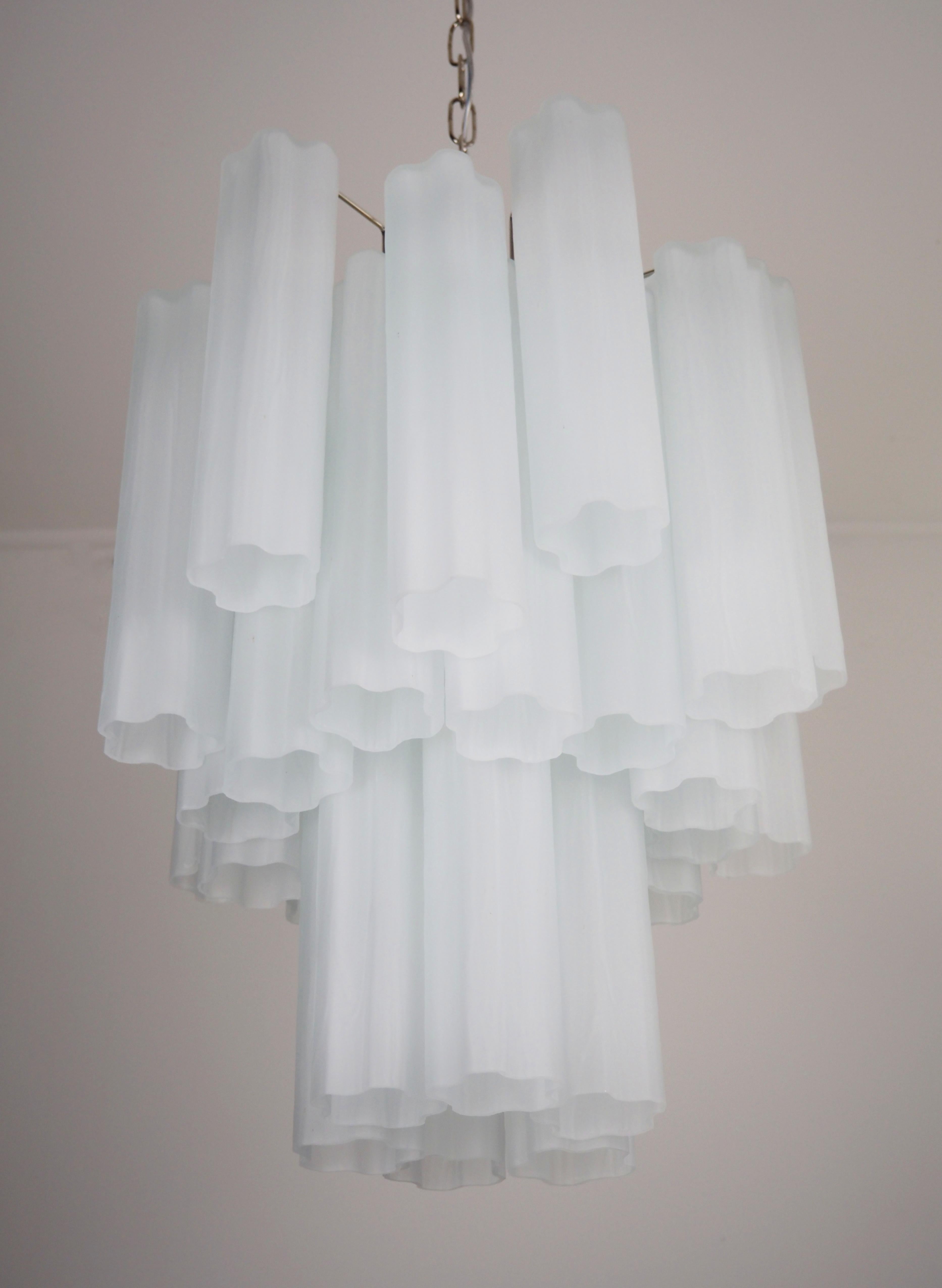 Galvanizzato Fantastic Glass Tube Chandelier - 30 etched glass tube in vendita