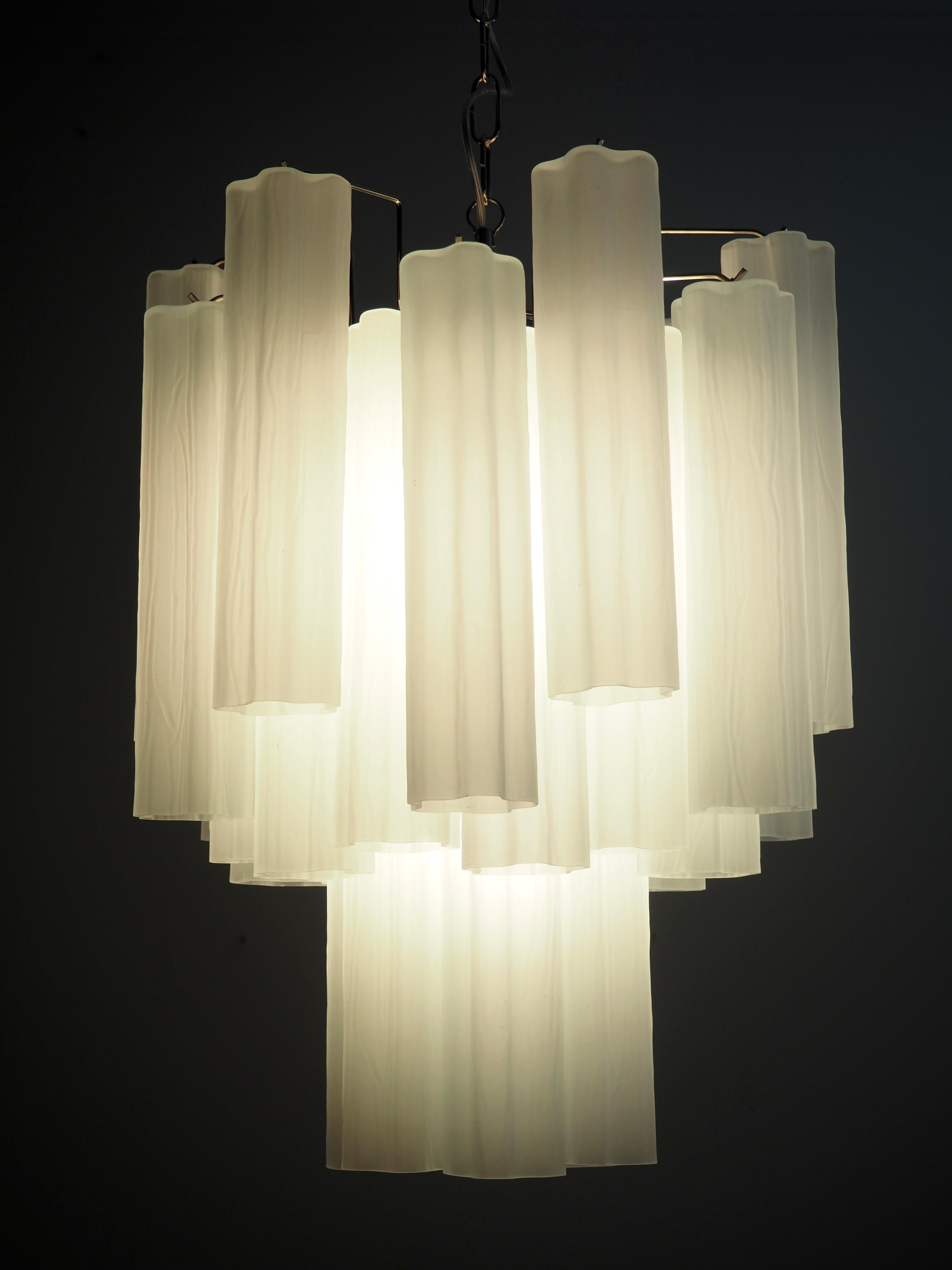 20th Century Fantastic Glass Tube Chandelier - 30 etched glass tube in vendita