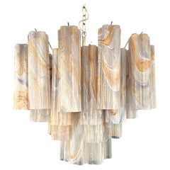 Fantastic Glass Tube Chandelier - 36 alabaster wisteria glasses