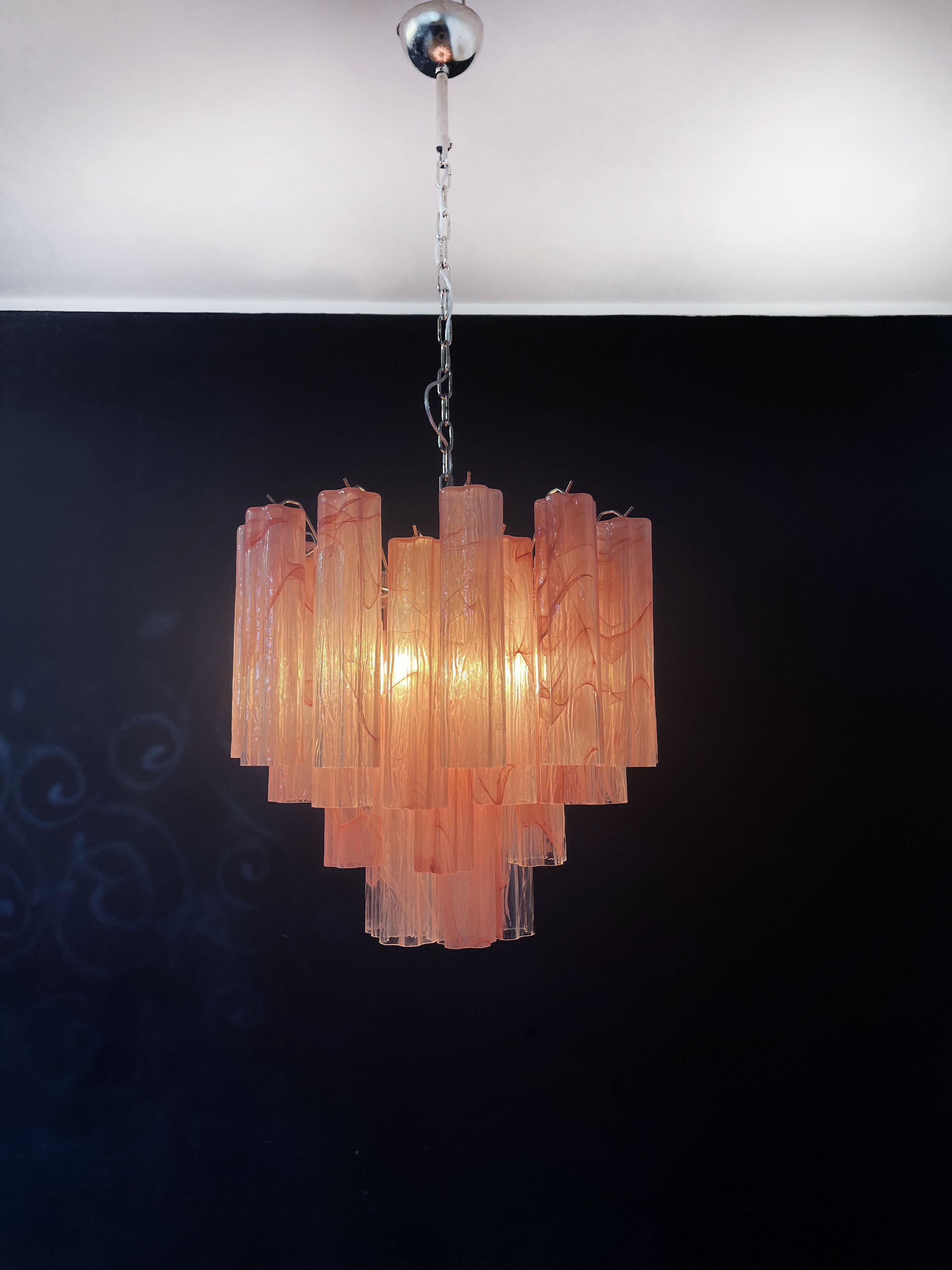 Fantastic Glass Tube Chandelier, 36 Albaster Pink Glasses 3