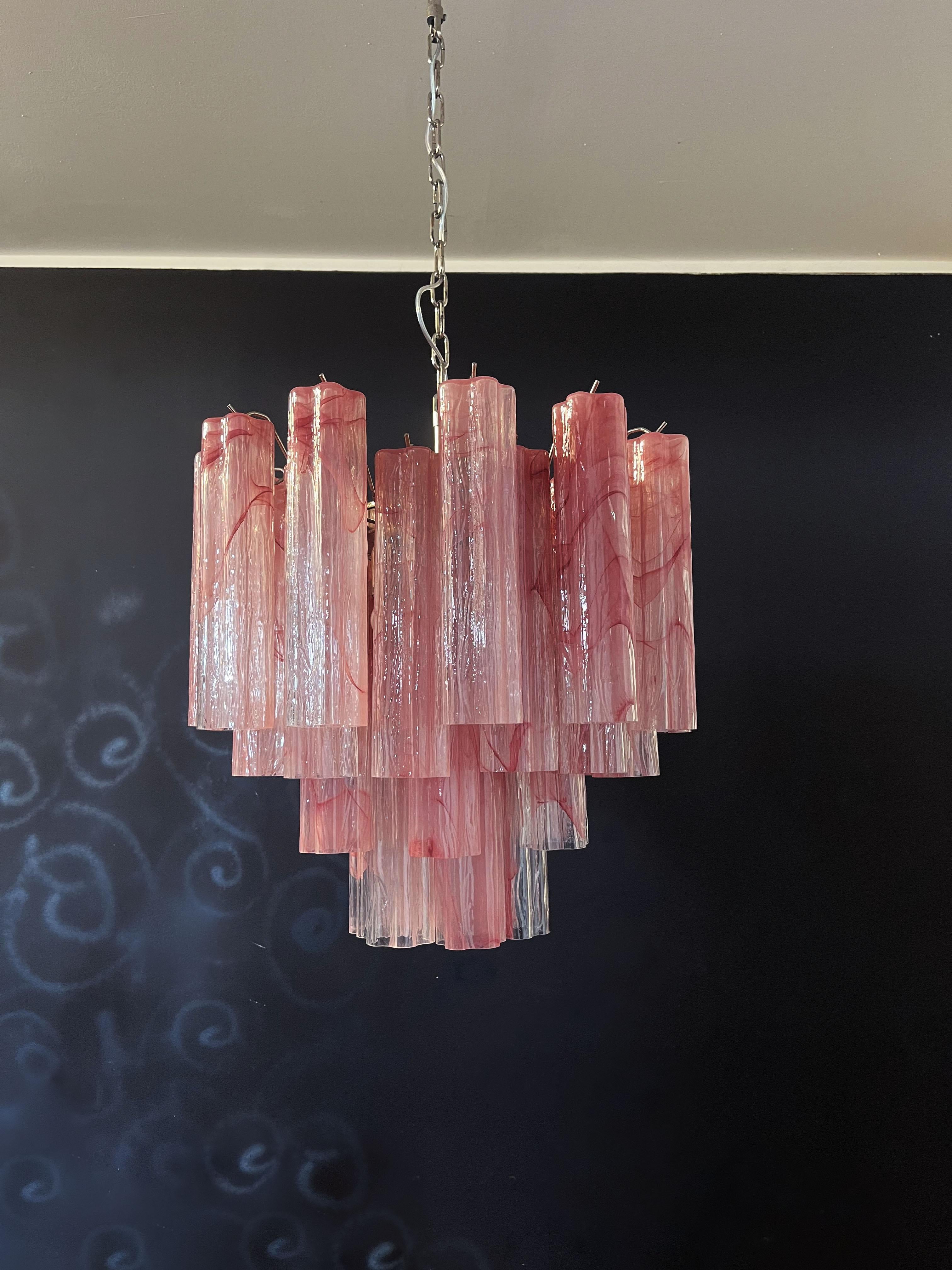 Fantastic Glass Tube Chandelier, 36 Albaster Pink Glasses 4