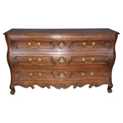 Fantastic Hand-made Country French Dark Walnut Louis XV Bombe Dresser Commode