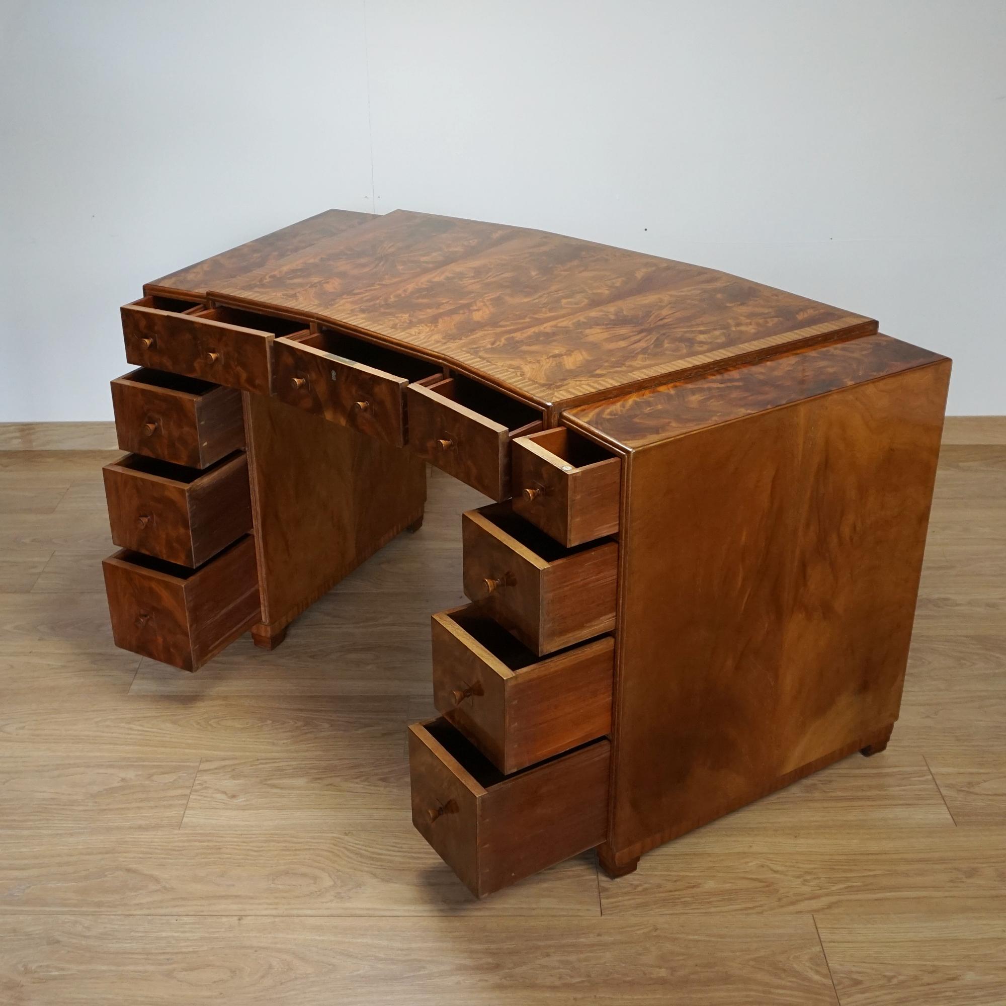 Walnut Fantastic Heal's of London Art Deco Desk