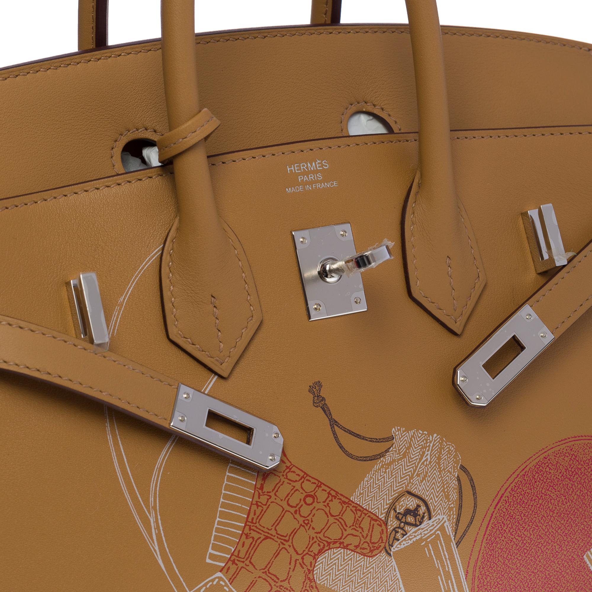 Orange  Fantastic Hermes Birkin 25cm handbag Biscuit In & Out Limited Edition Swift PHW