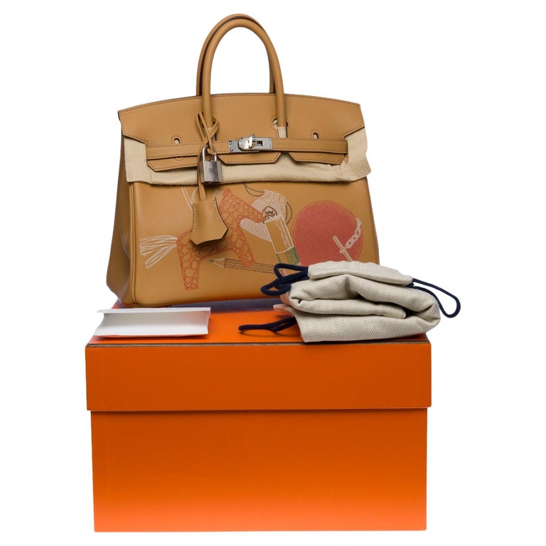  Fantastic Hermes Birkin 25cm handbag Biscuit In & Out Limited Edition Swift PHW For Sale