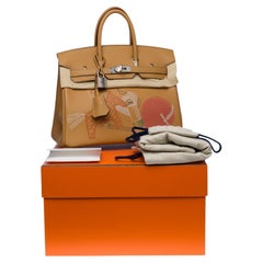Used  Fantastic Hermes Birkin 25cm handbag Biscuit In & Out Limited Edition Swift PHW