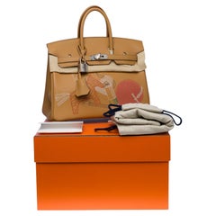 Fantastische Hermes Birkin 25cm Handtasche Biscuit In & Out Limited Edition Swift PHW