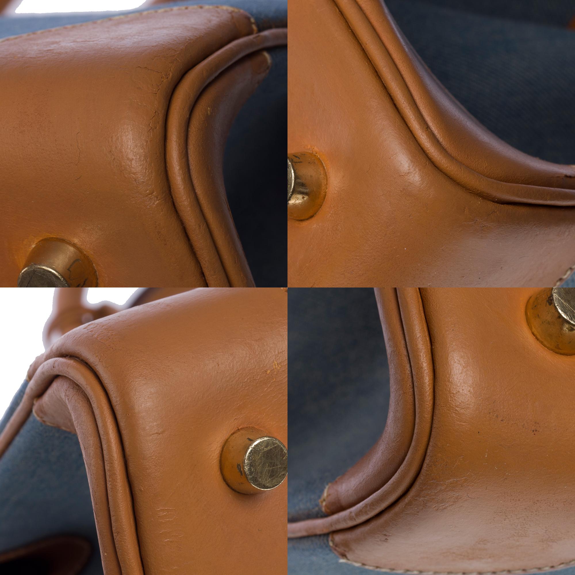 Fantastic Hermès Birkin 35 handbag in brown Barenia leather & Blue Denim, GHW 4