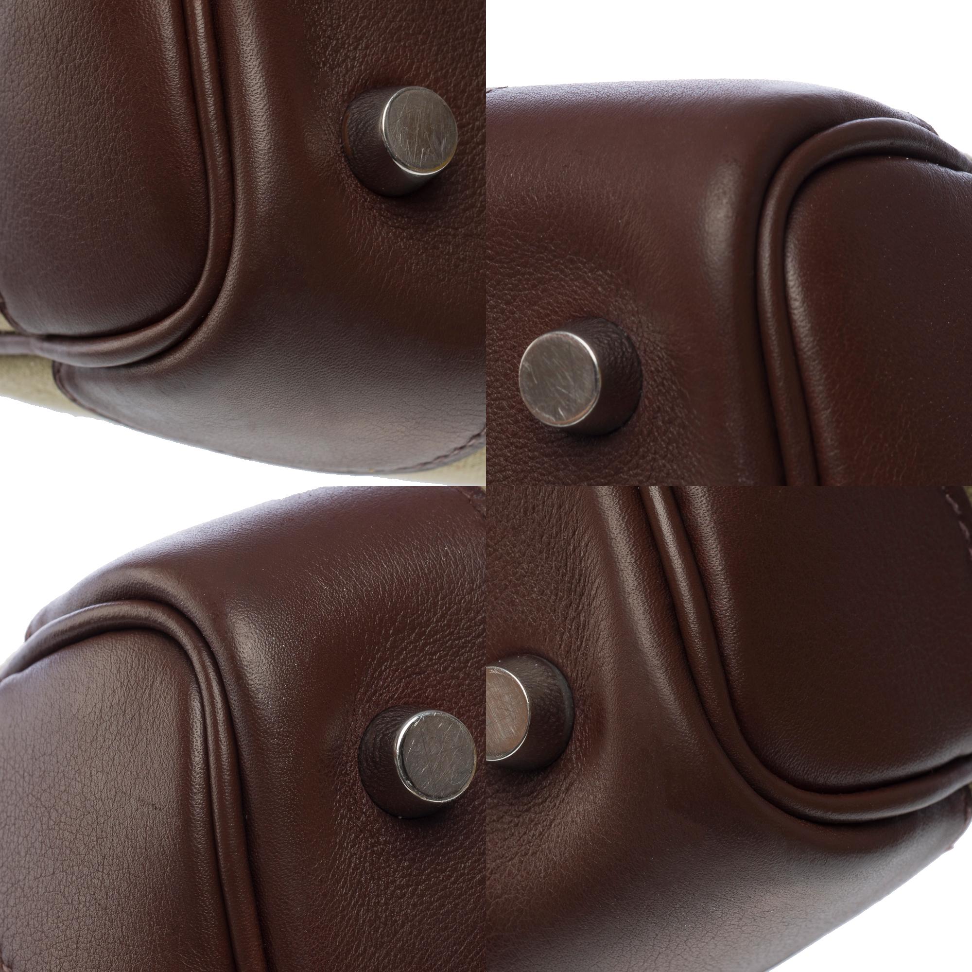 Fantastic Hermès Birkin 35 handbag in brown swift leather & khaki Canvas, SHW For Sale 5