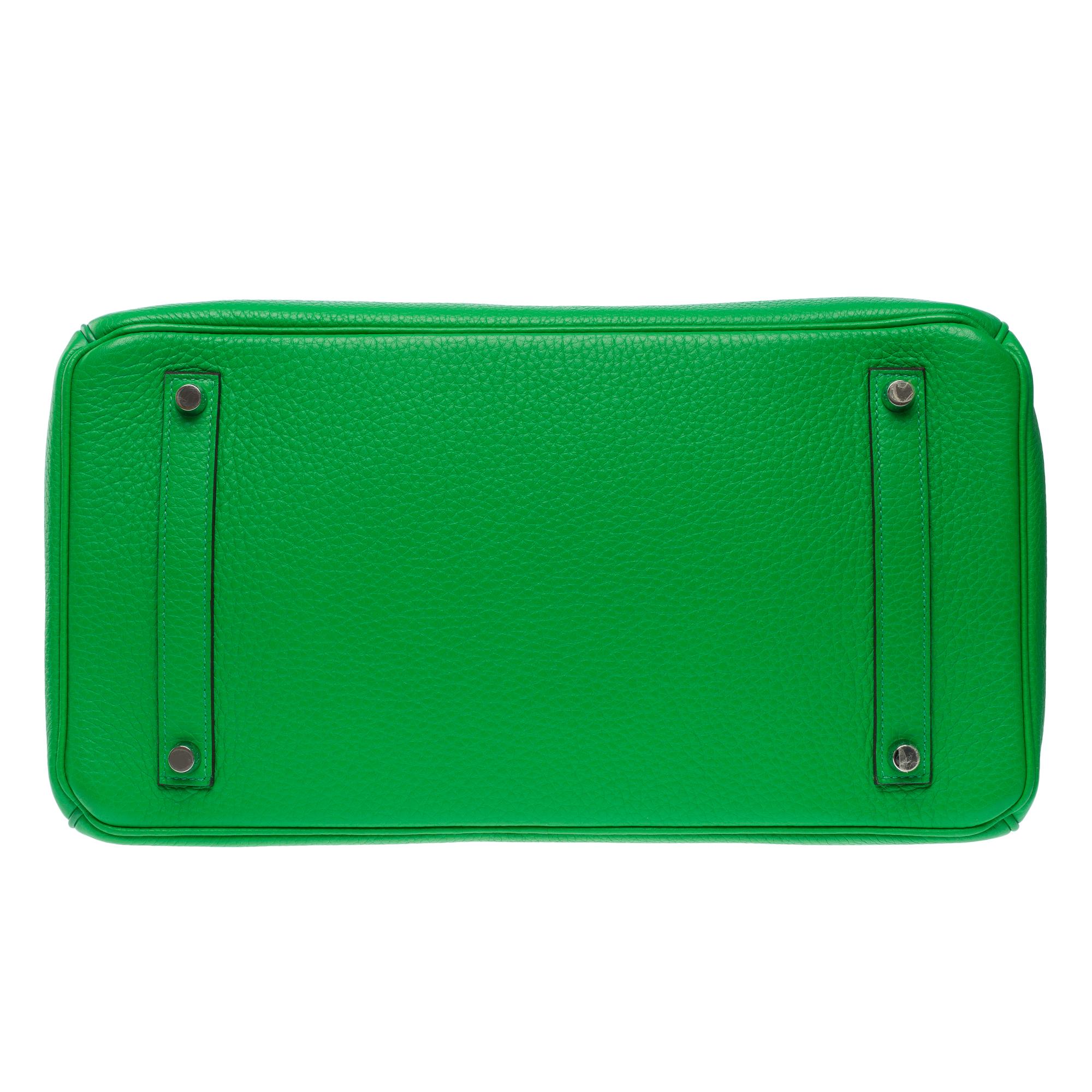 Fantastic Hermès Birkin 35 handbag in Green Bamboo Togo leather, SHW 7