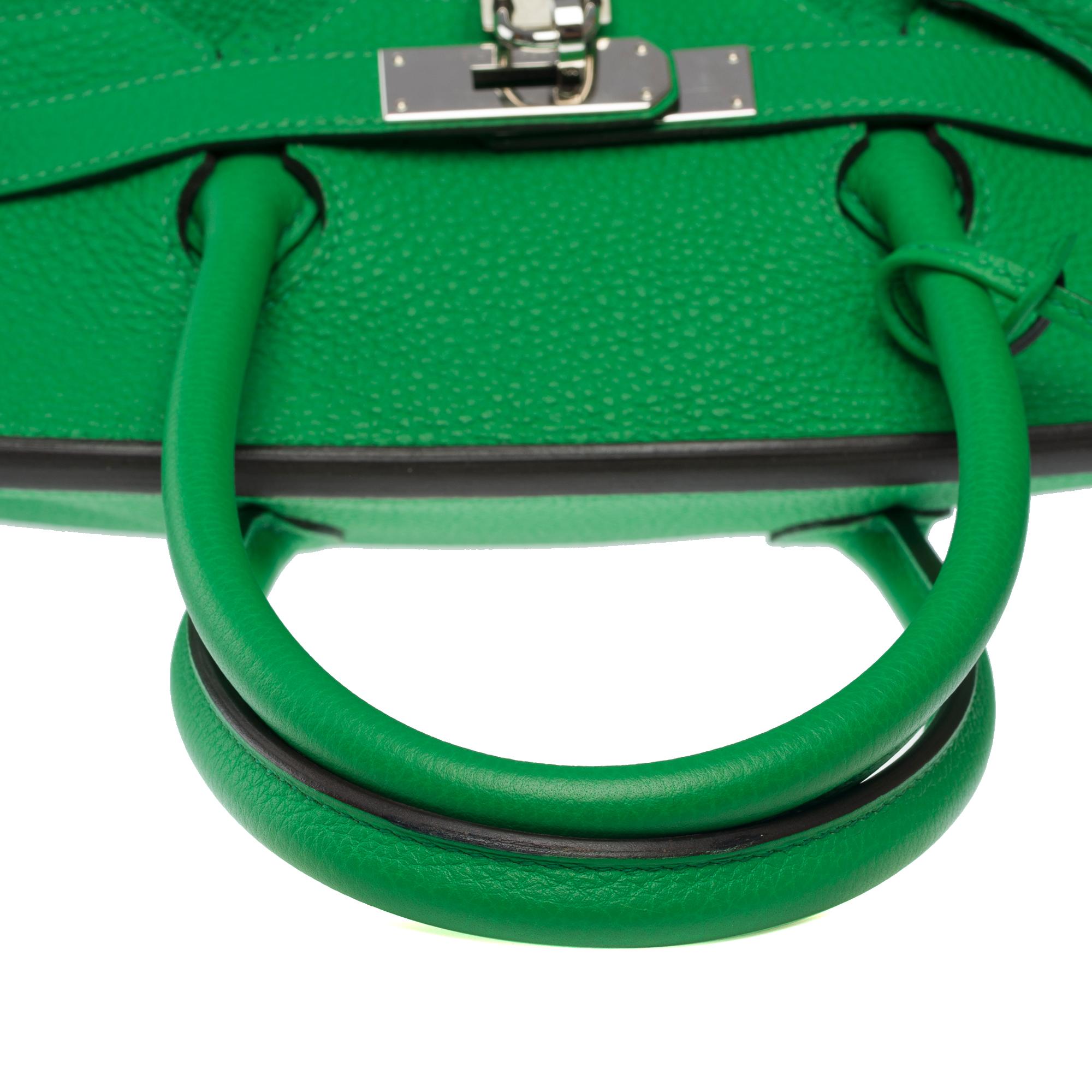 Fantastique sac à main Hermès Birkin 35 en cuir Greene & Greene Greene, SHW en vente 7