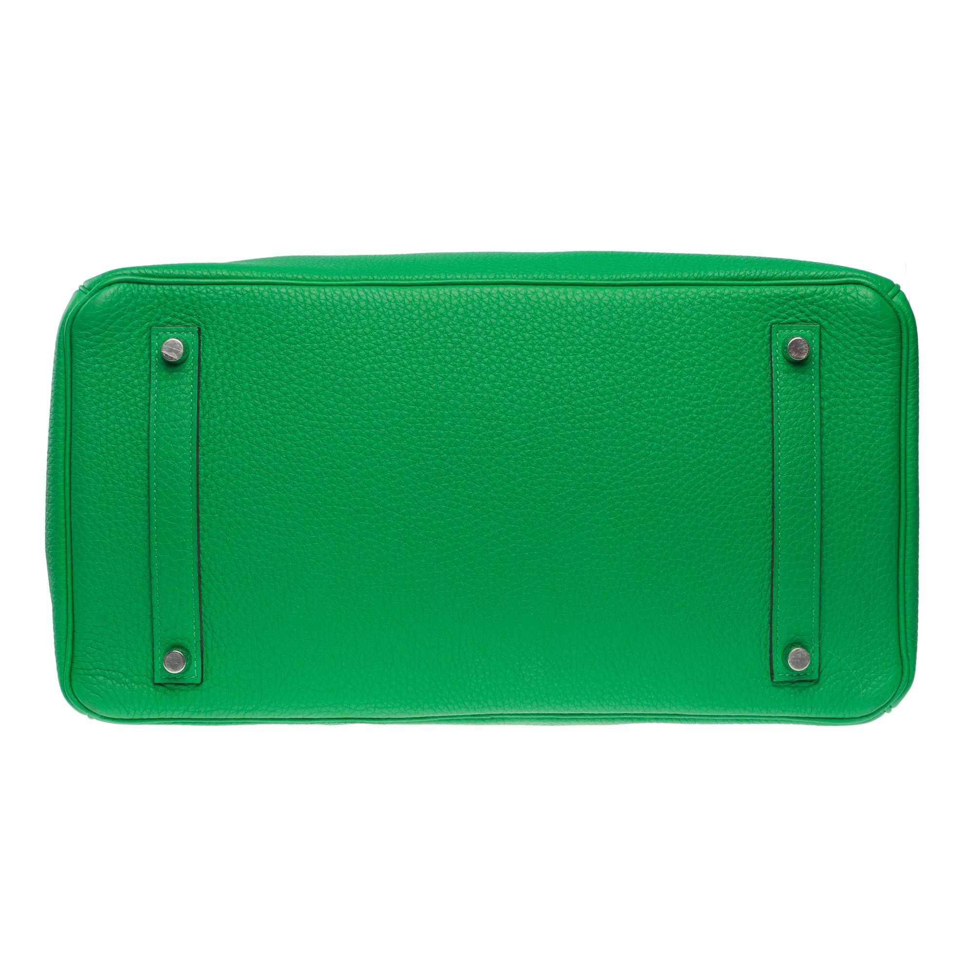 Fantastic Hermès Birkin 35 handbag in Green Bamboo Togo leather, SHW For Sale 8