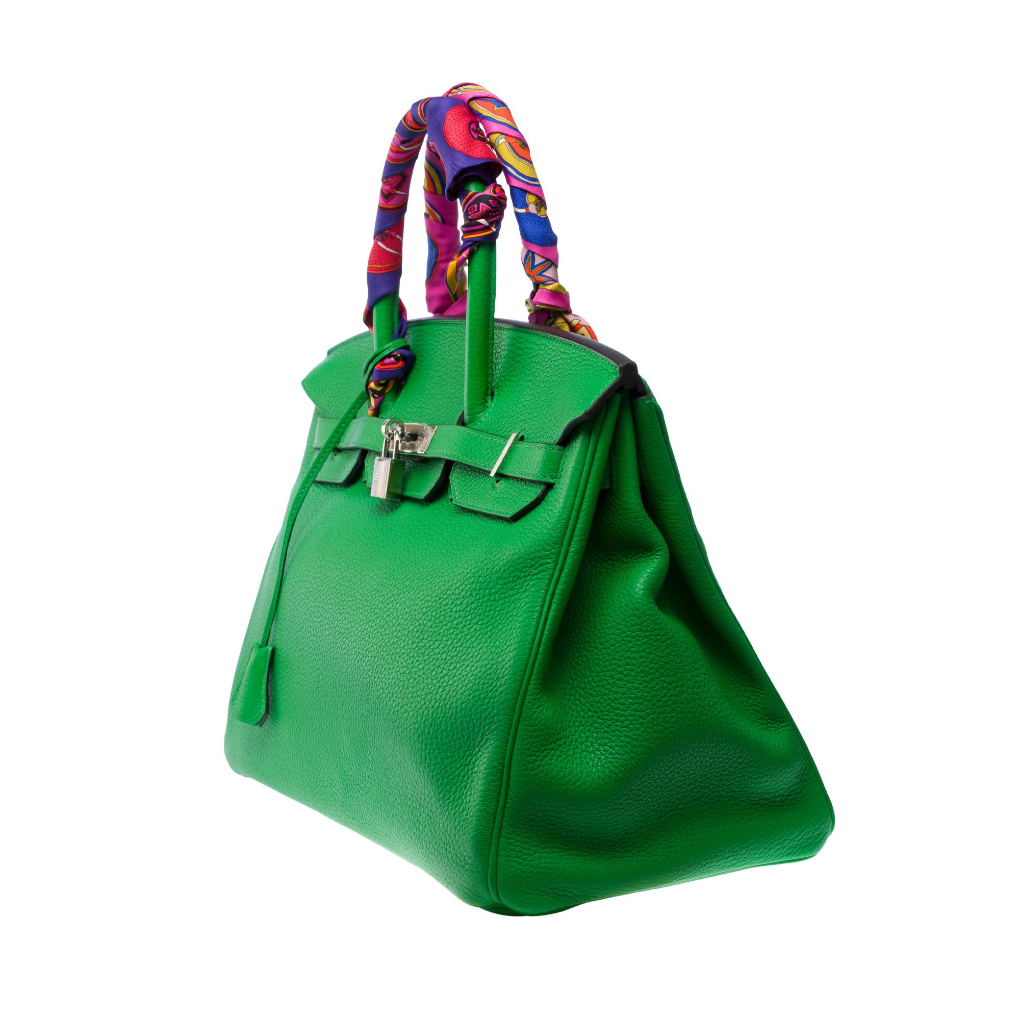 Women's or Men's Fantastic Hermès Birkin 35 handbag in Green Bamboo Togo leather, SHW