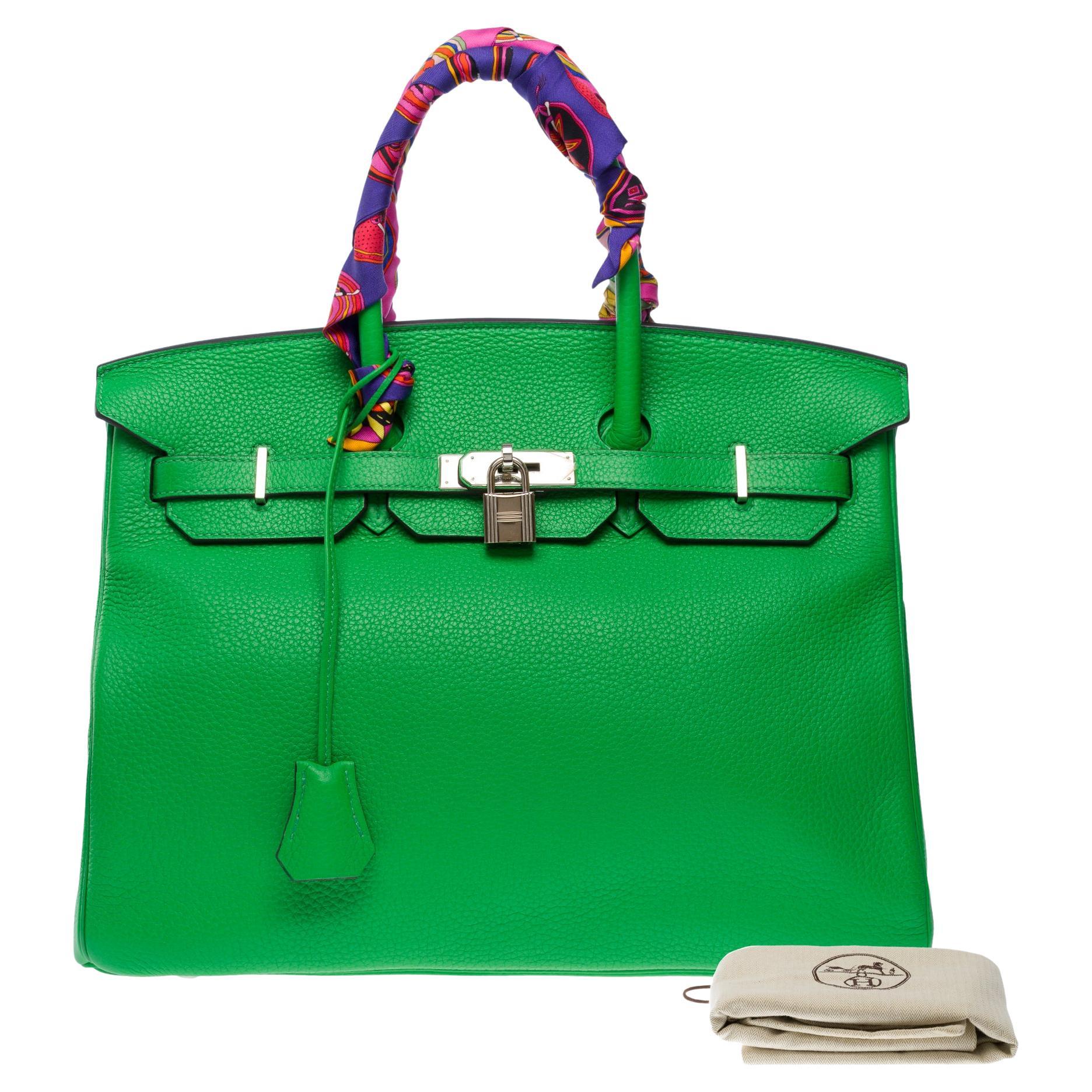 Fantastic Hermès Birkin 35 Handbag in Green Bamboo Togo Leather, SHW