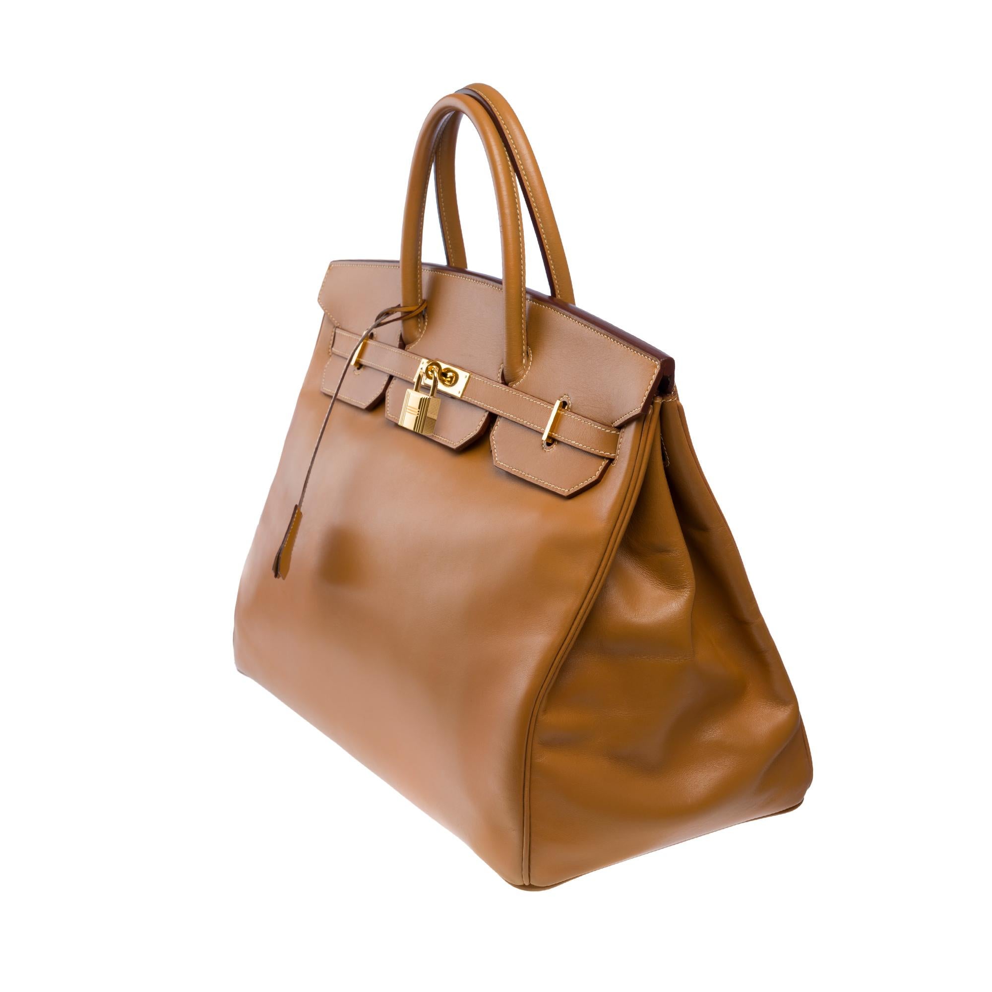 Fantastique sac à main Hermes Birkin 40 en cuir Chamonix Camel (Gold), GHW Bon état - En vente à Paris, IDF