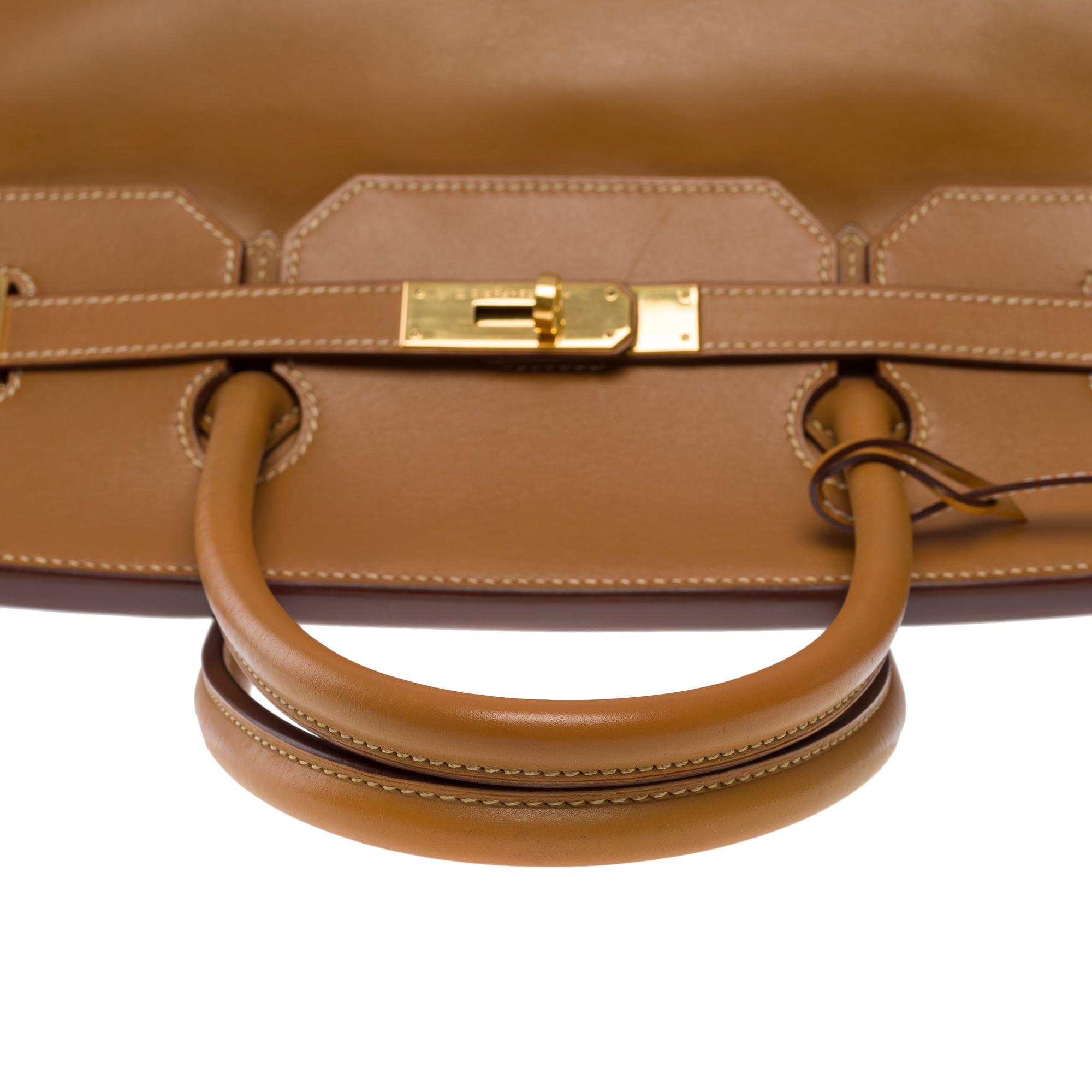 Fantastic Hermes Birkin 40 handbag in Camel (Gold) Chamonix leather, GHW For Sale 4