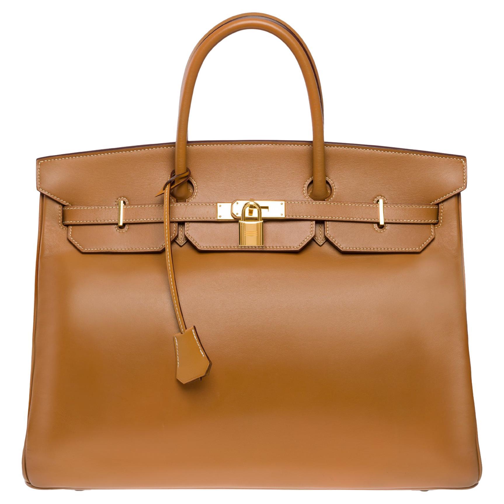 Fantastique sac à main Hermes Birkin 40 en cuir Chamonix Camel (Gold), GHW en vente