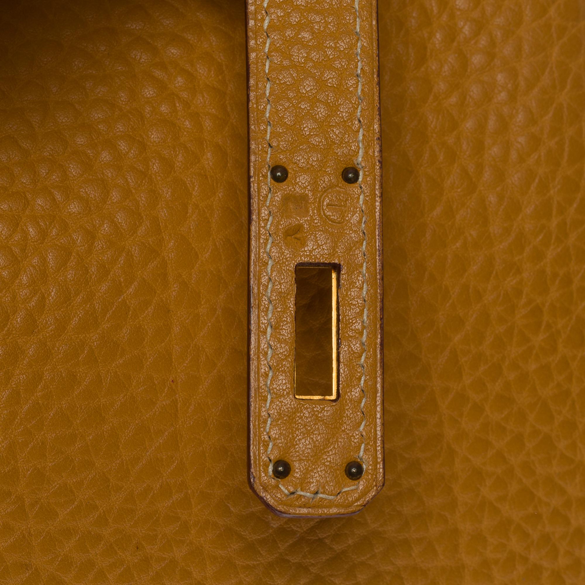 Fantastic Hermes Birkin 40 handbag in Gold Fjord leather, GHW In Good Condition In Paris, IDF
