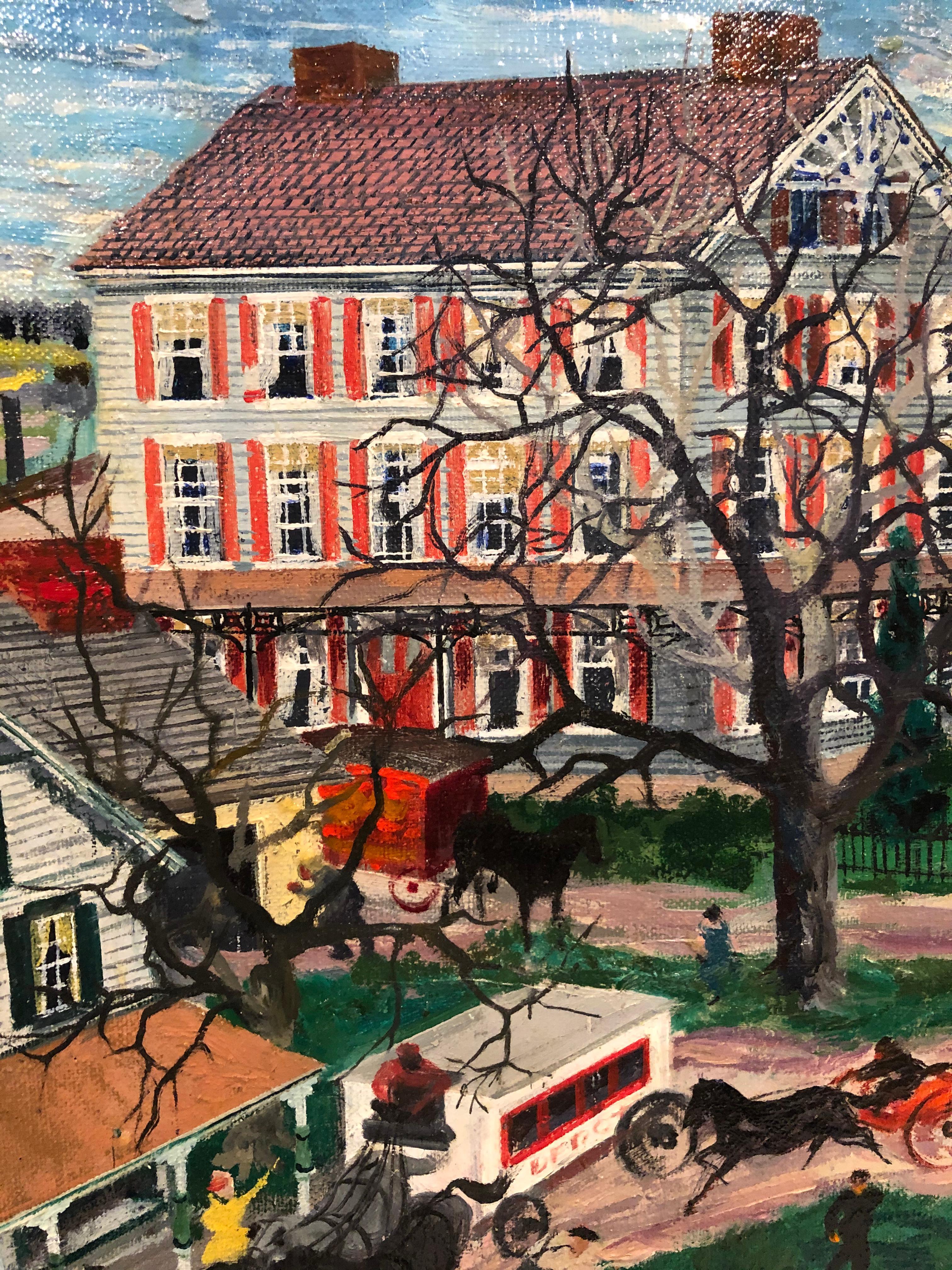 Folk Art Fantastic Highly Detailed Large Painting by Julian Rockmore For Sale