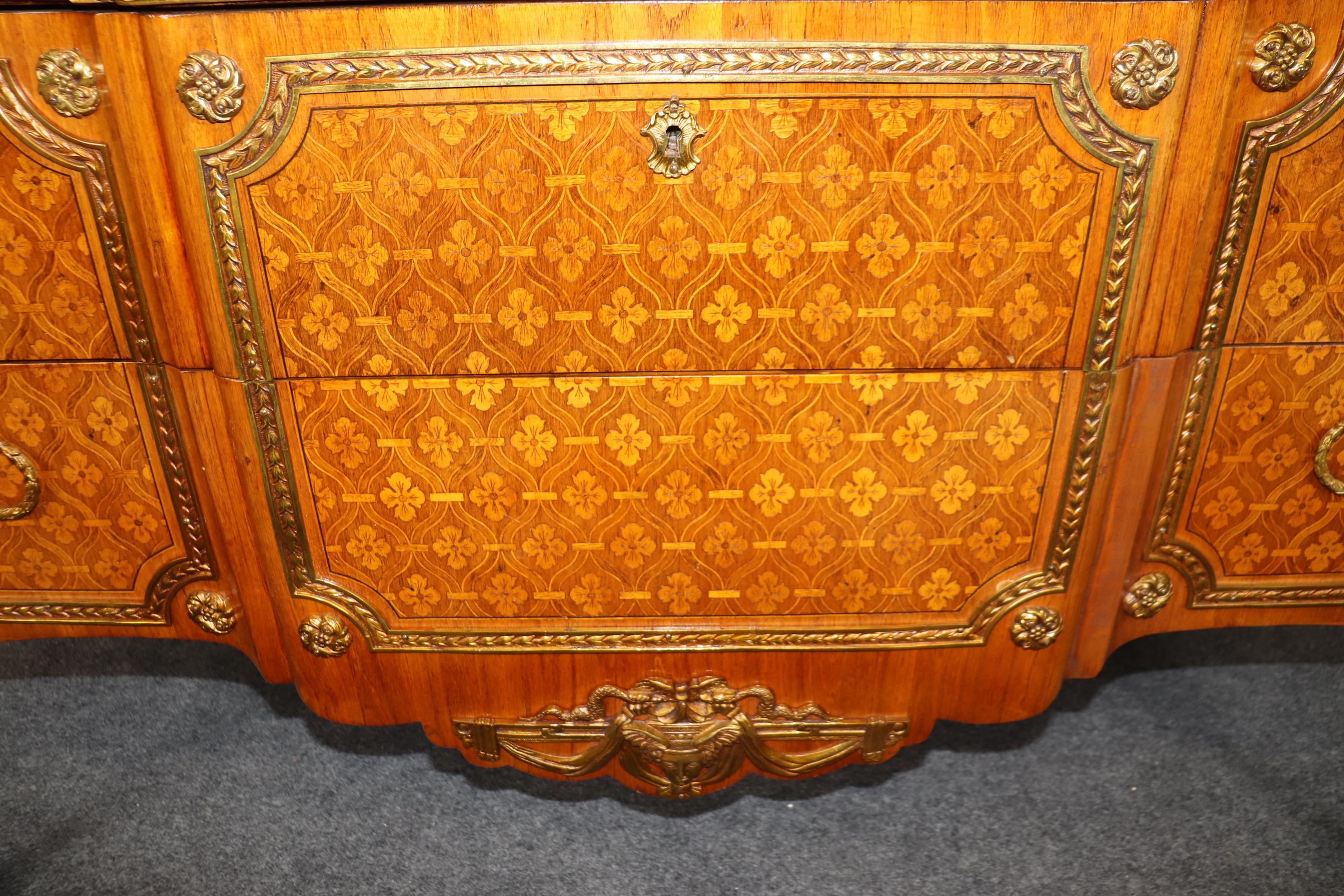 Fantastic Inlaid French Louis XV Double-Thick Marble Top Commode  For Sale 6