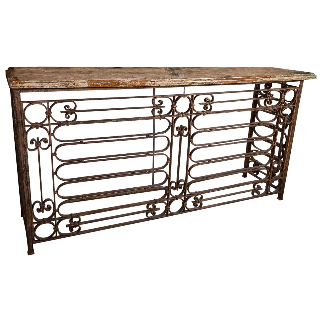 Fantastic Iron Console with Beautiful Italian Marble