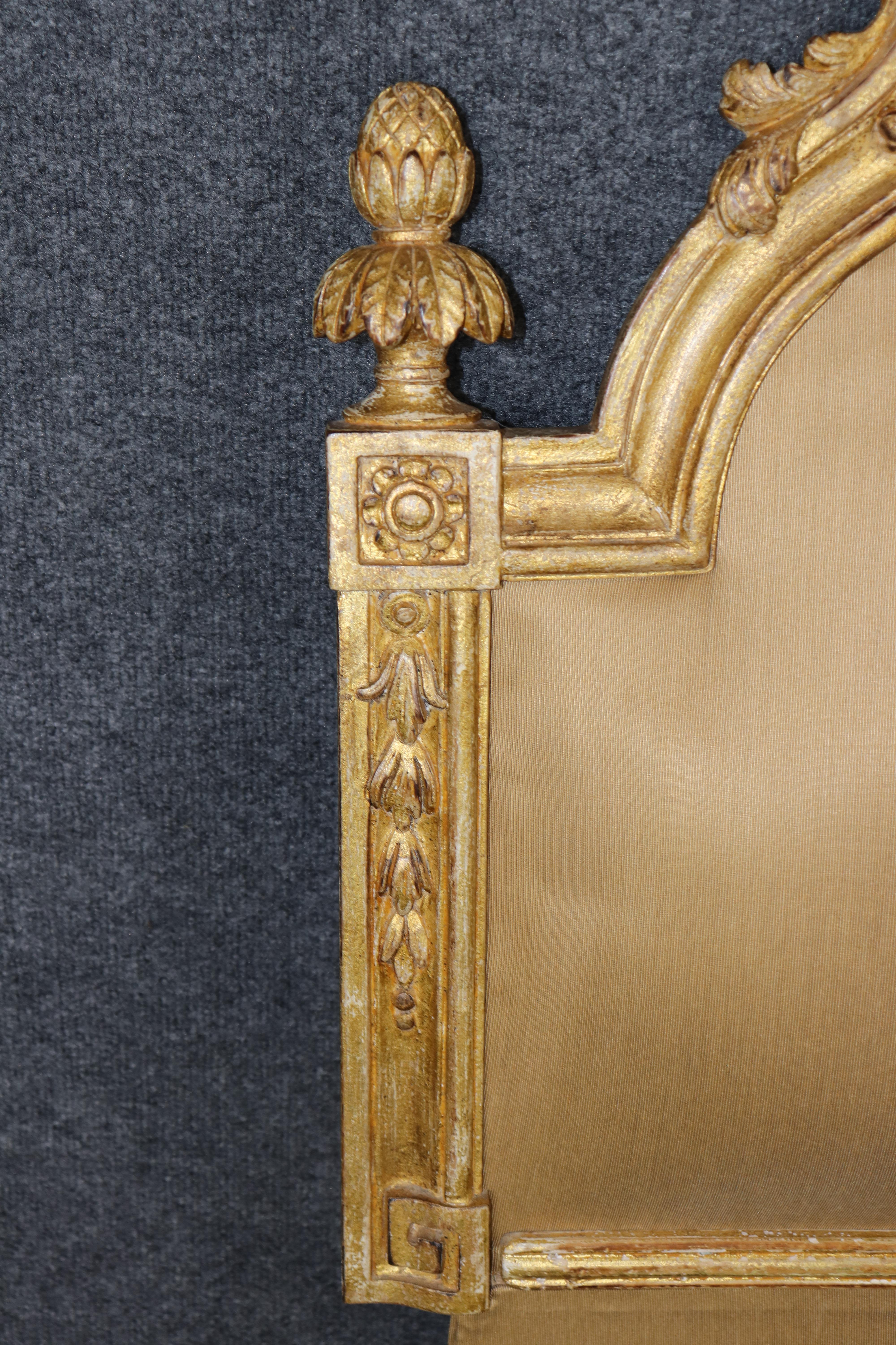 Mid-20th Century Fantastic Italian-Made Carved Genuine Gold Leaf Giltwood King Size Headboard For Sale