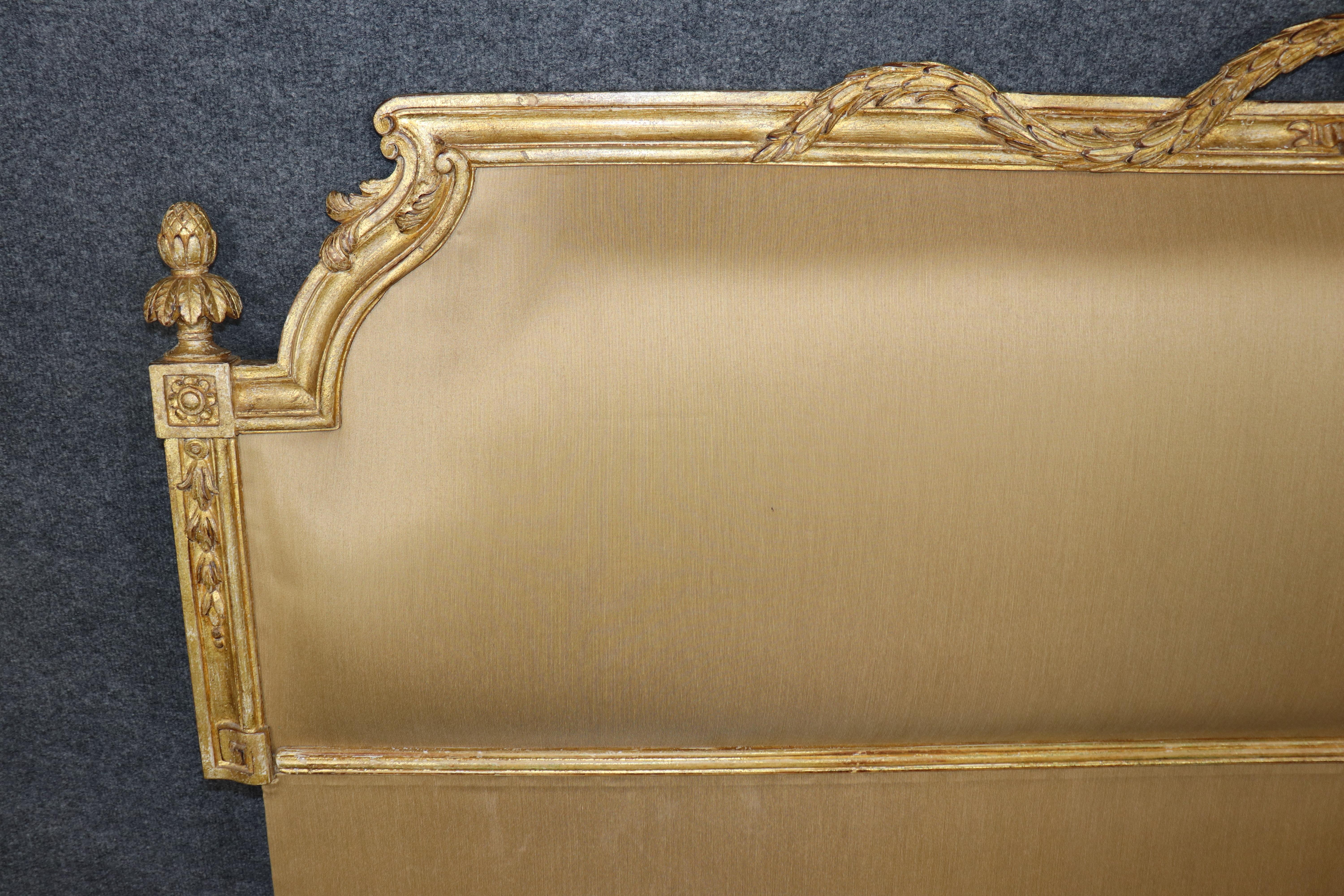 Fantastic Italian-Made Carved Genuine Gold Leaf Giltwood King Size Headboard For Sale 1