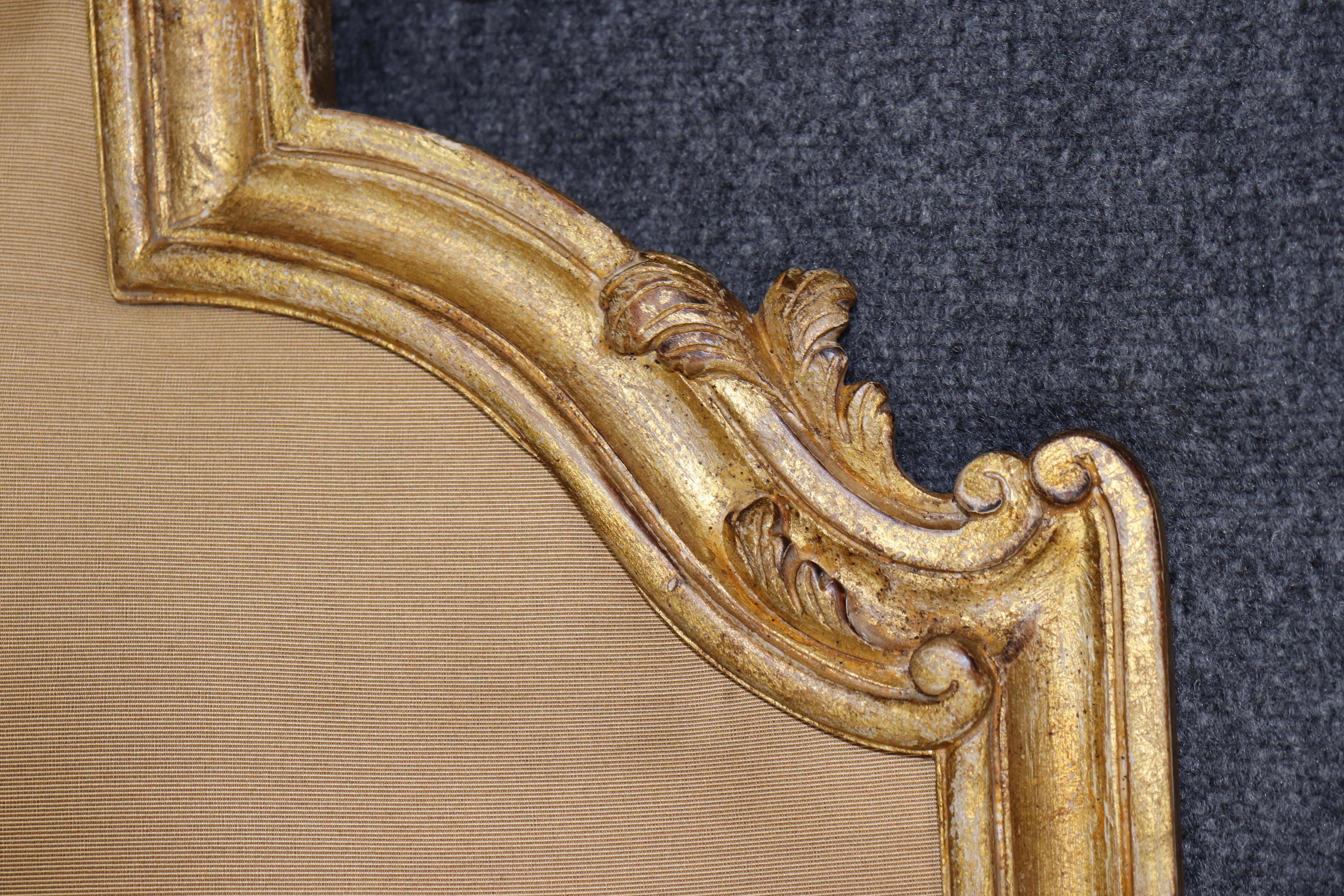 Fantastic Italian-Made Carved Genuine Gold Leaf Giltwood King Size Headboard For Sale 4