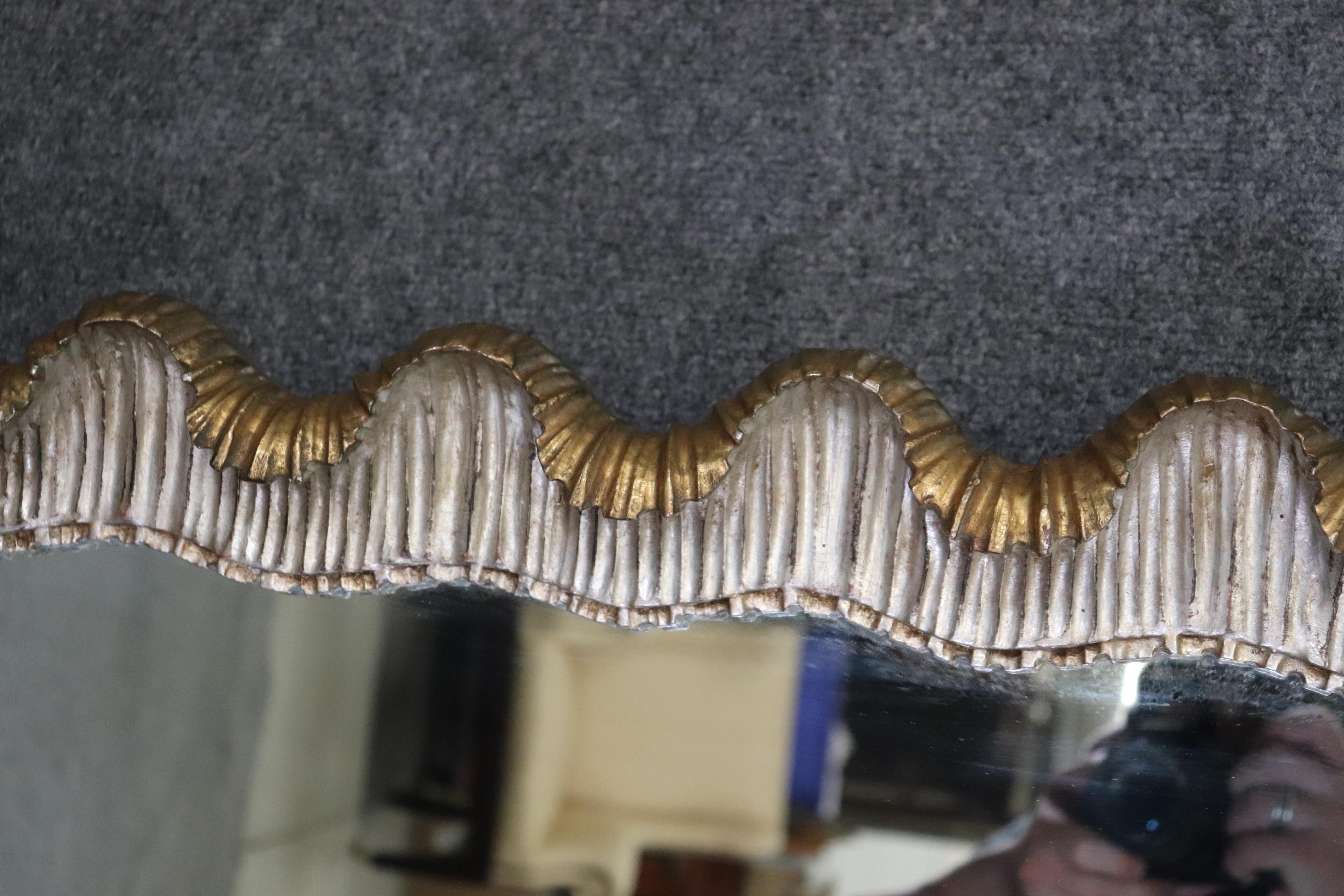 Walnut Fantastic Italian Made Gold and Silver Leaf Grotto Style Mirror