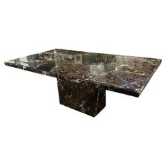 Fantastique table à manger italienne à piédestal en marbre Rosso Levanto