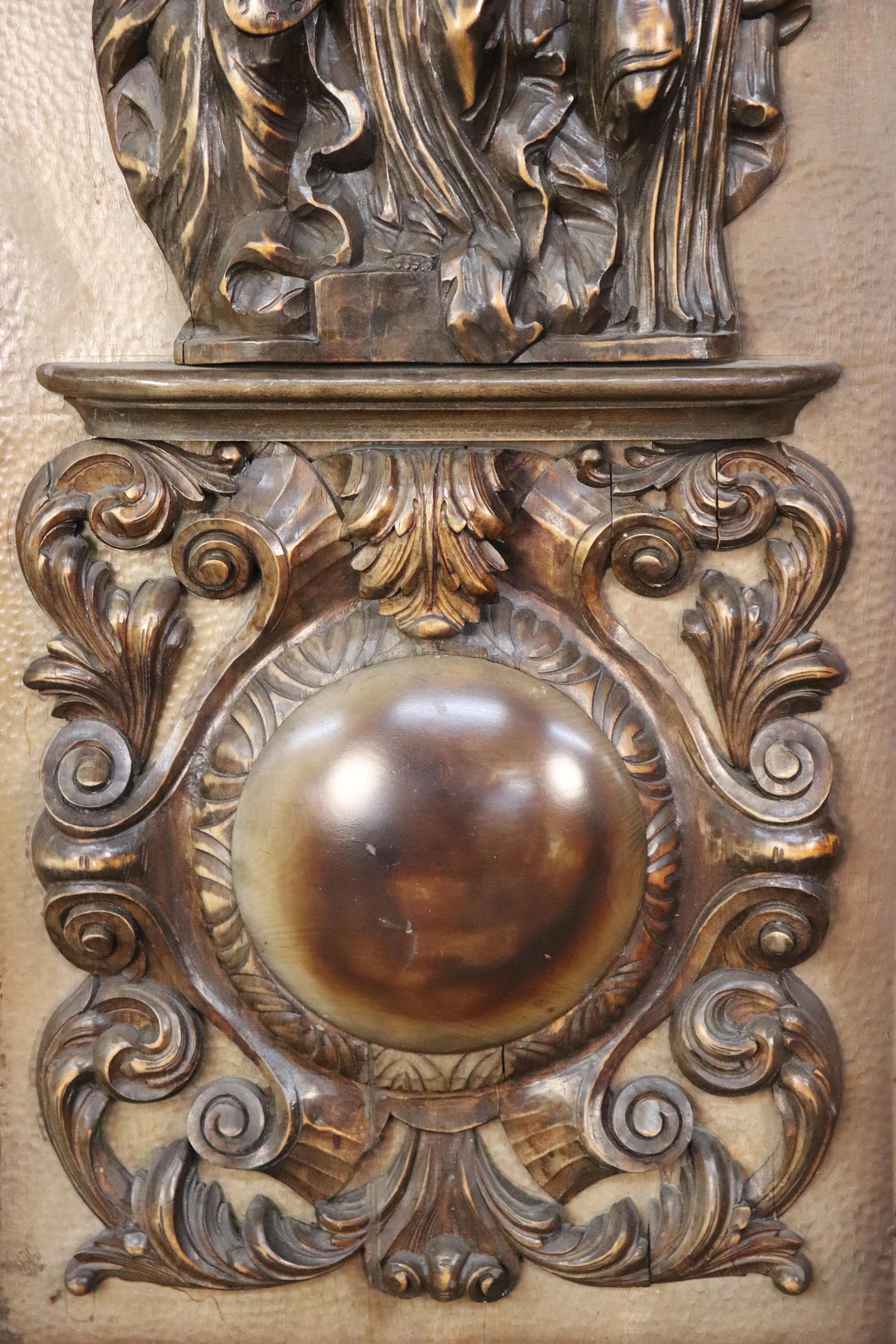 Fantastic Italian Tall Carved Walnut Figural Panel of Significant Age and Size For Sale 2