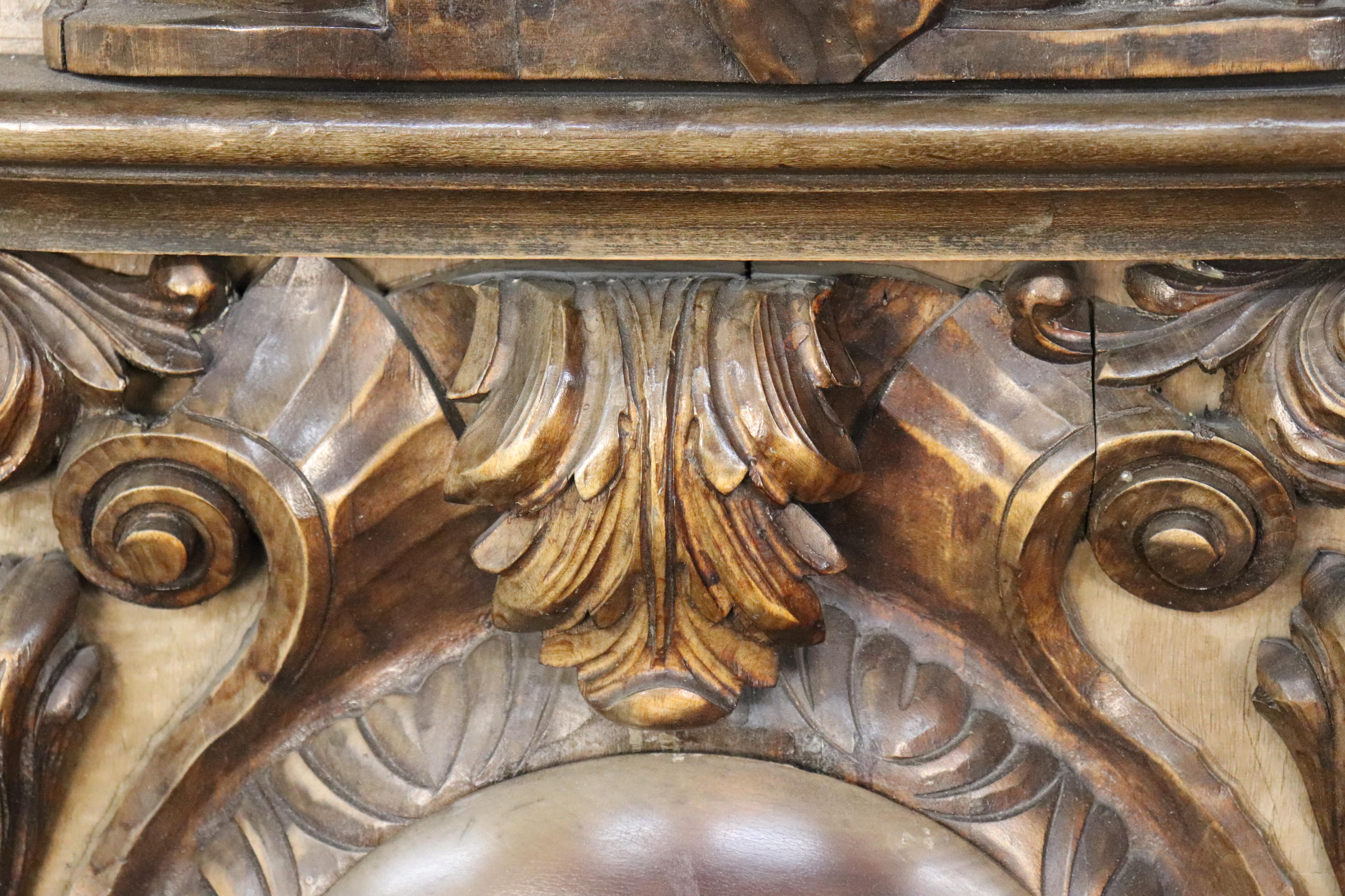 Fantastic Italian Tall Carved Walnut Figural Panel of Significant Age and Size For Sale 3