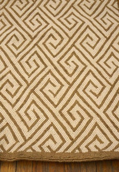Fantastique tapis géométrique paternel contemporain en coton crocheté ivoire-brun
